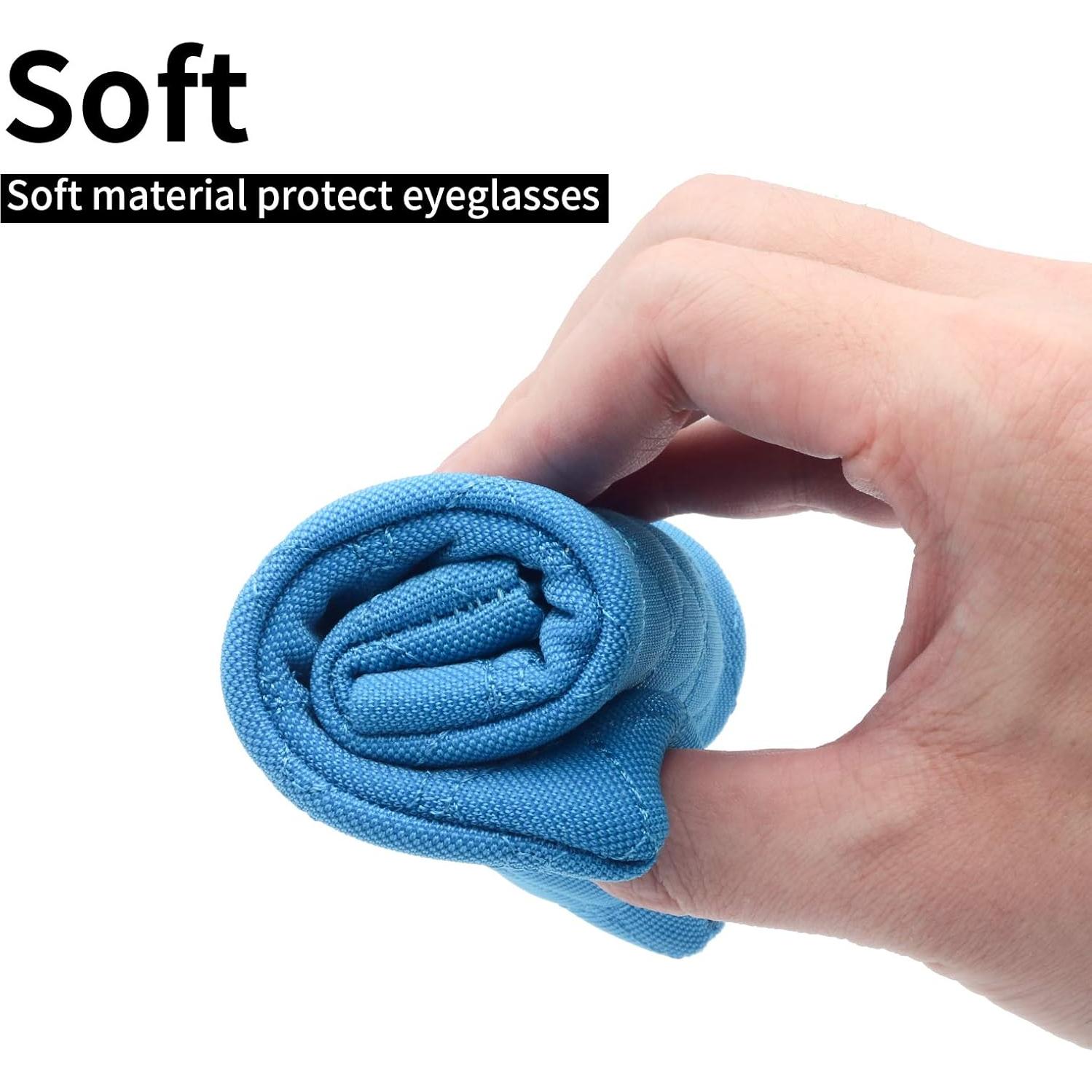 Estuche Doble para Gafas de Microfibra Azul con Paño