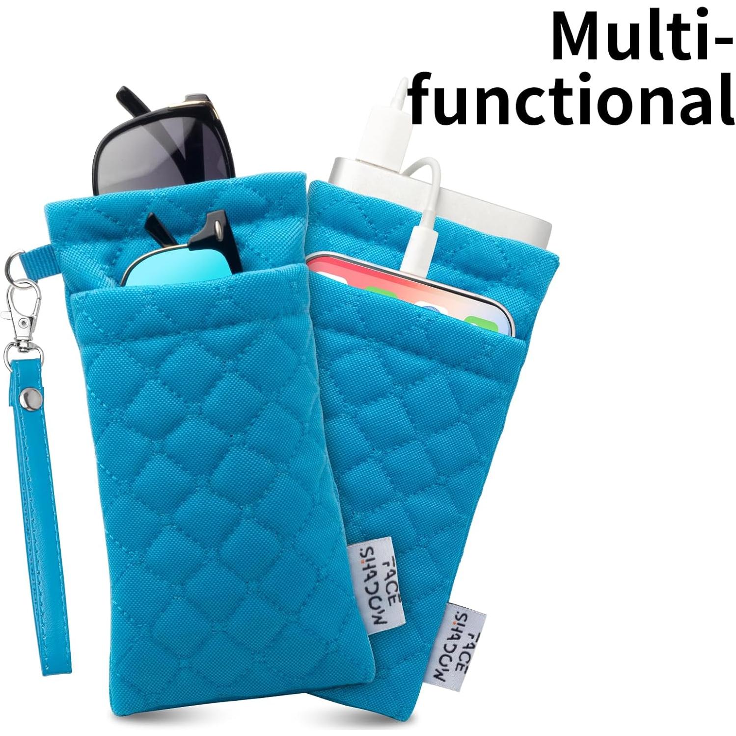 Estuche Doble para Gafas de Microfibra Azul con Paño