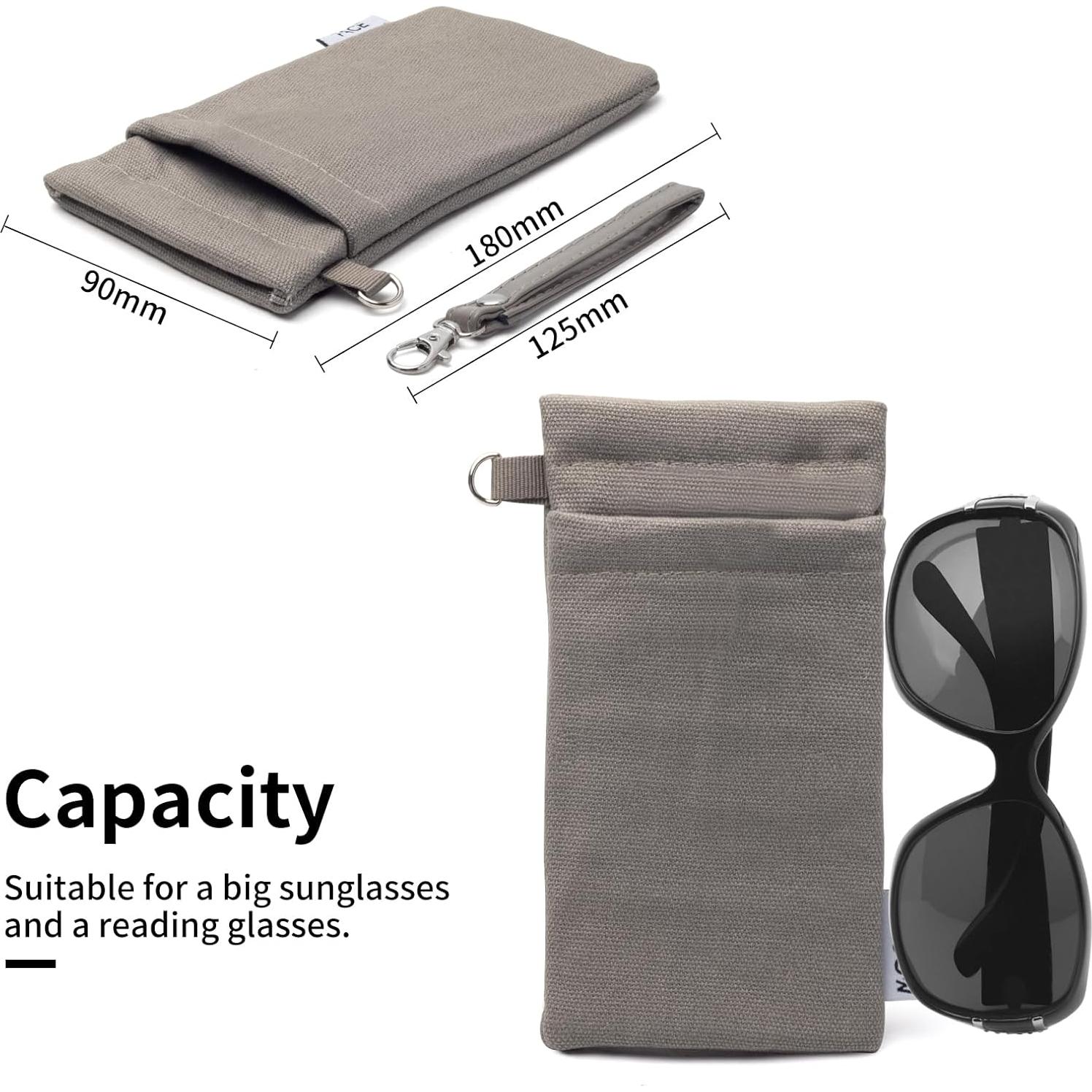 Estuche Doble para Gafas Gris Lienzo con Paño de Limpieza