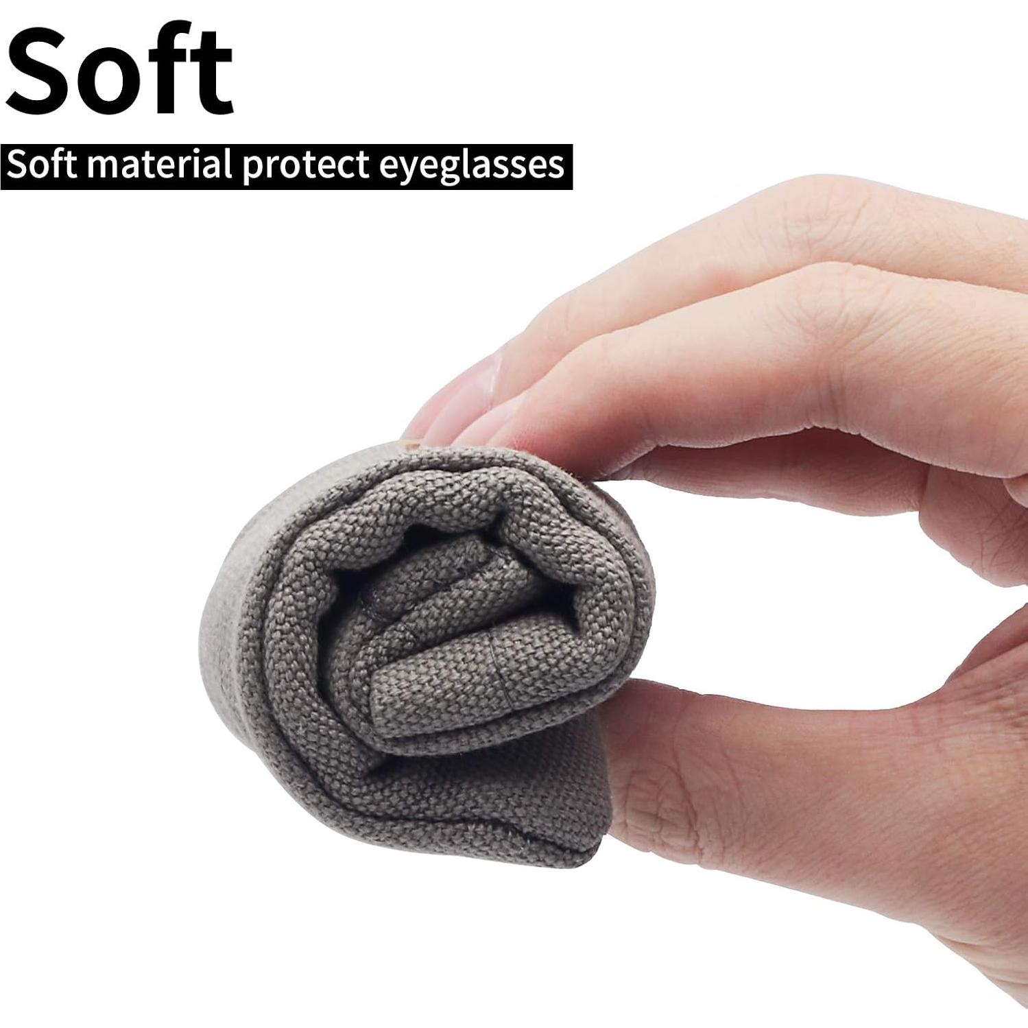 Estuche Doble para Gafas Gris Lienzo con Paño de Limpieza