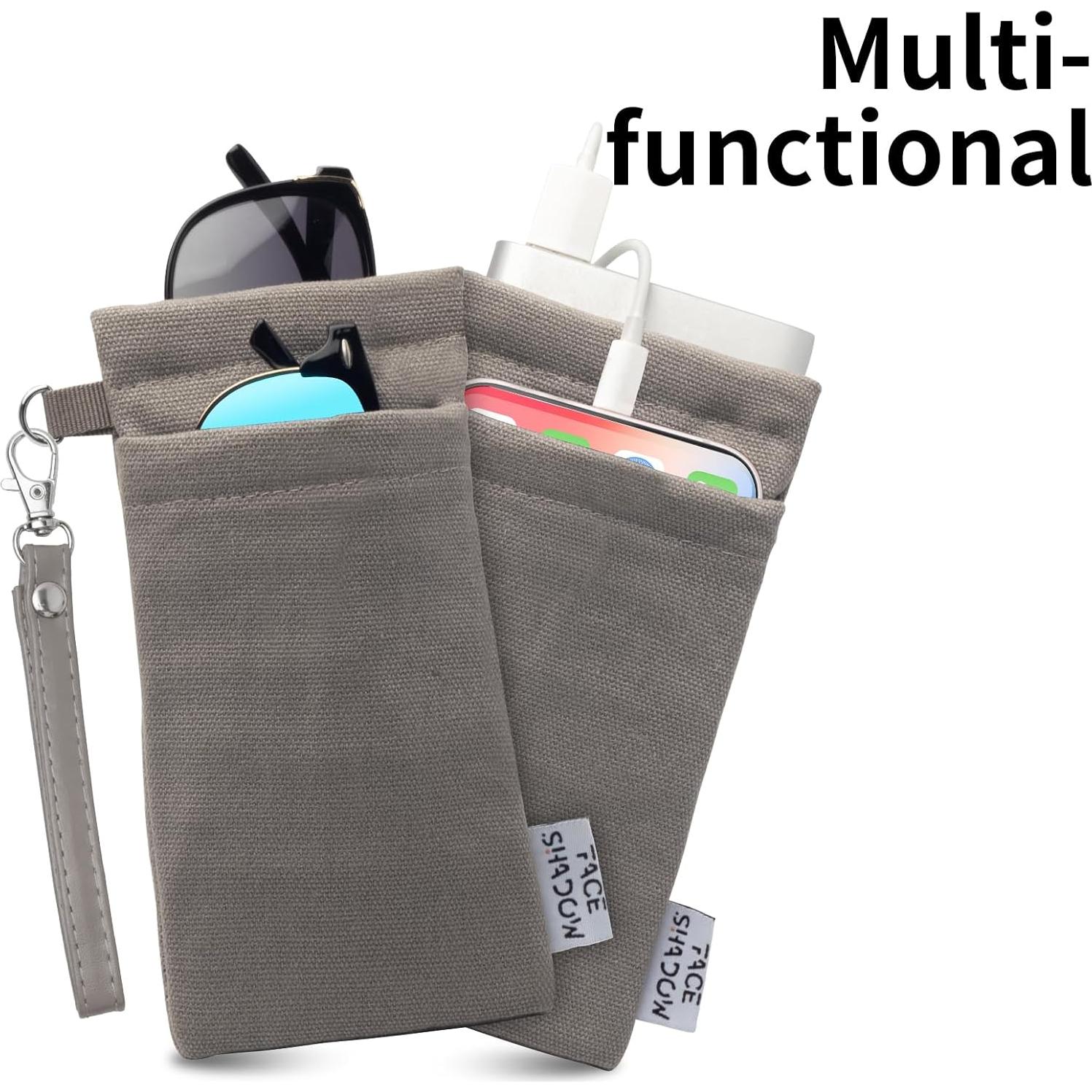 Estuche Doble para Gafas Gris Lienzo con Paño de Limpieza