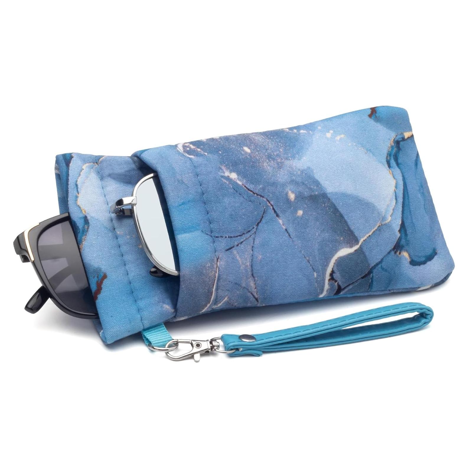 Estuche Doble para Gafas Azul Aurora con Paño de Limpieza