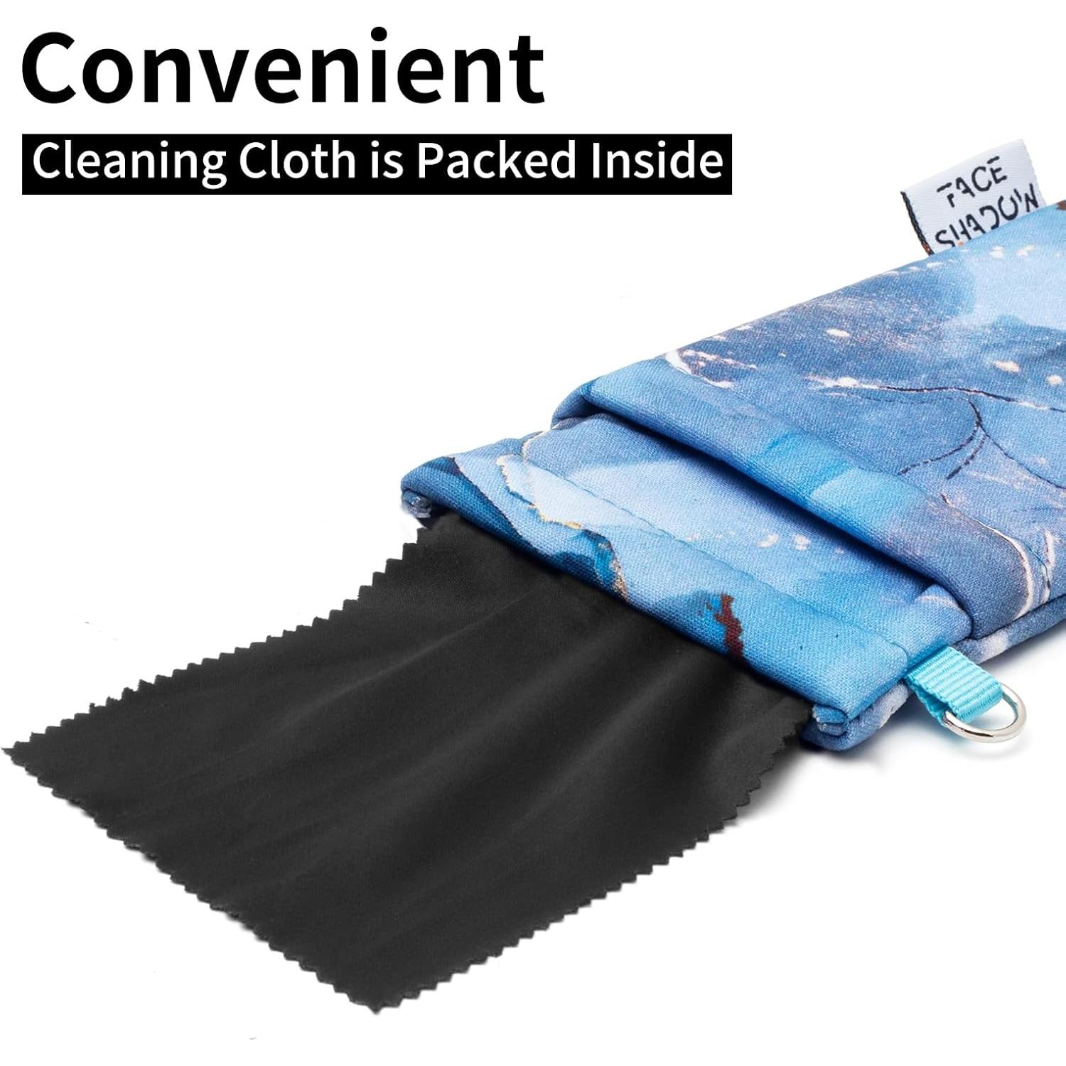 Estuche Doble para Gafas Azul Aurora con Paño de Limpieza