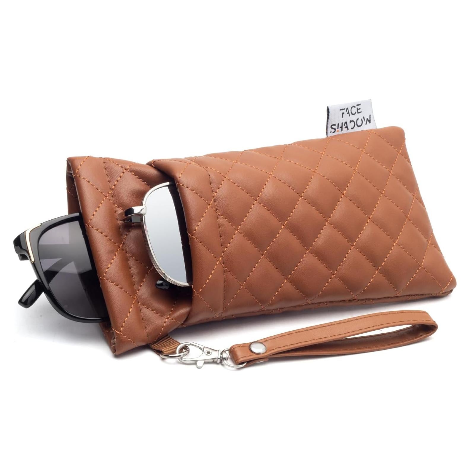 Estuche para Gafas Doble Cristal Marrón PU 180x90mm