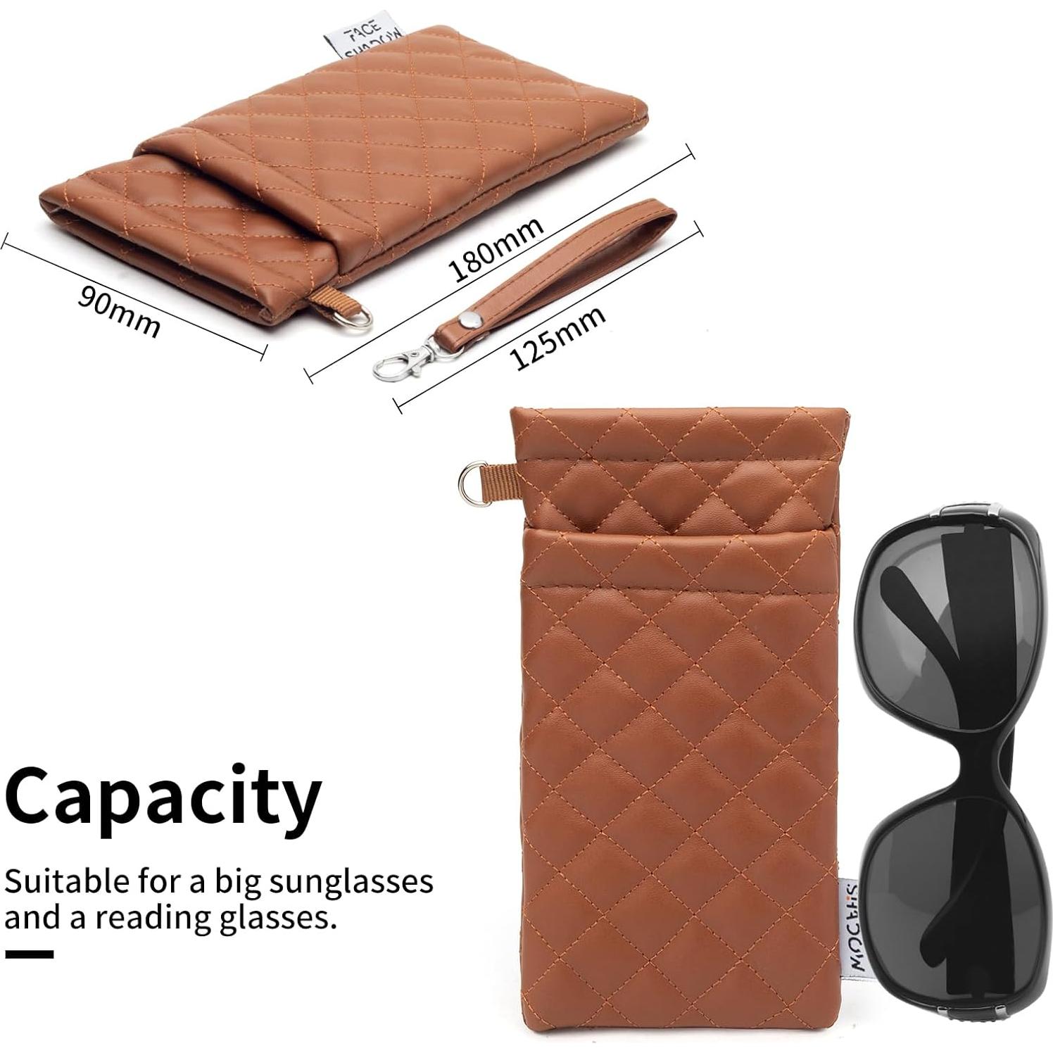 Estuche para Gafas Doble Cristal Marrón PU 180x90mm