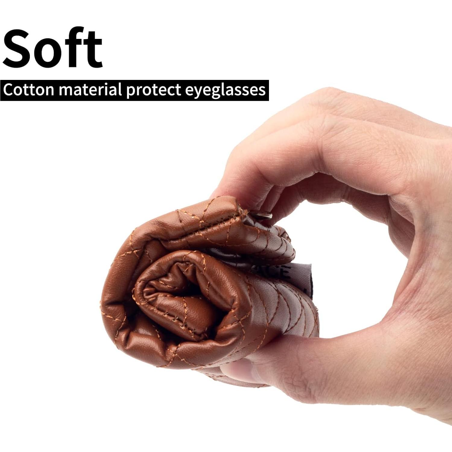 Estuche para Gafas Doble Cristal Marrón PU 180x90mm