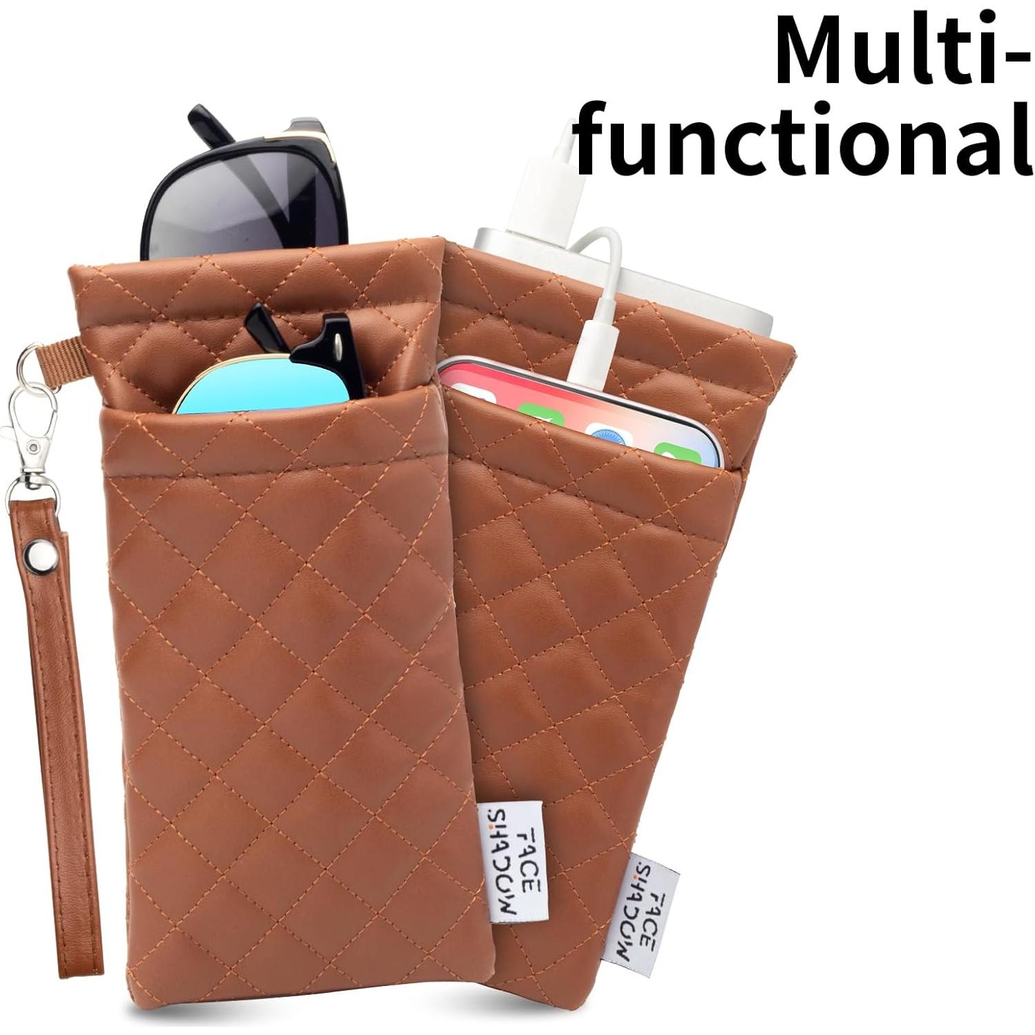 Estuche para Gafas Doble Cristal Marrón PU 180x90mm