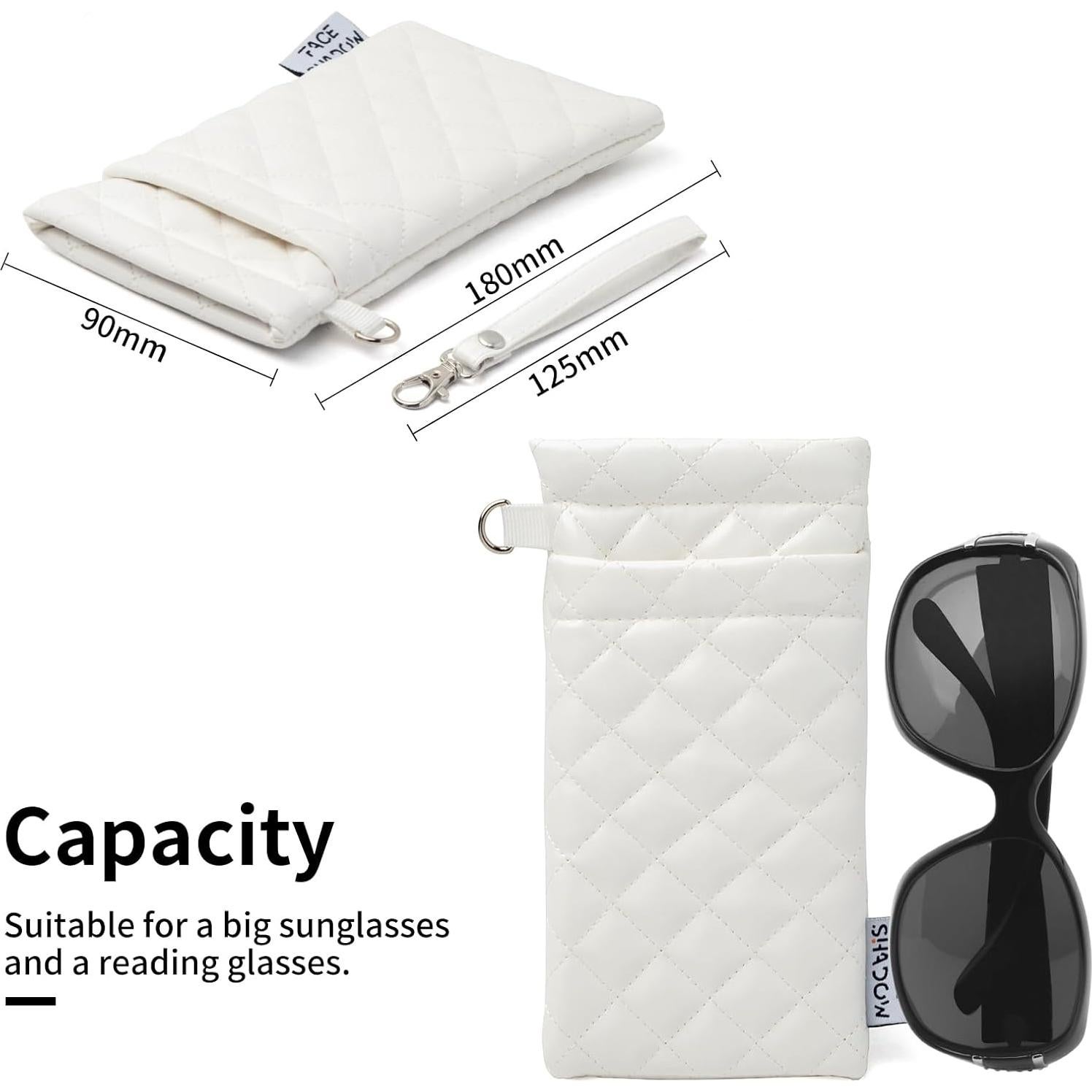 Estuche para Gafas Doble Cristal PU Blanco con Paño