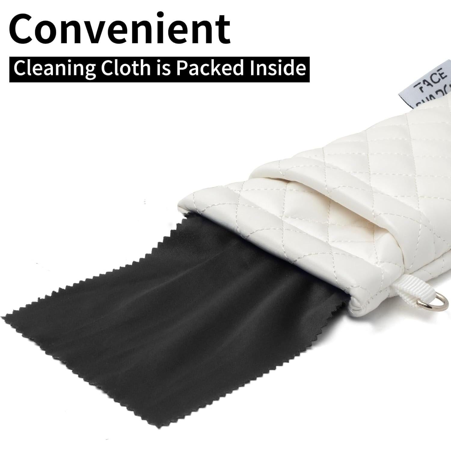 Estuche para Gafas Doble Cristal PU Blanco con Paño