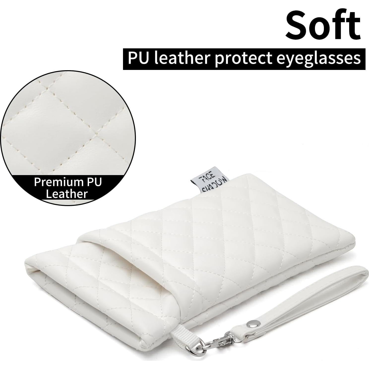 Estuche para Gafas Doble Cristal PU Blanco con Paño