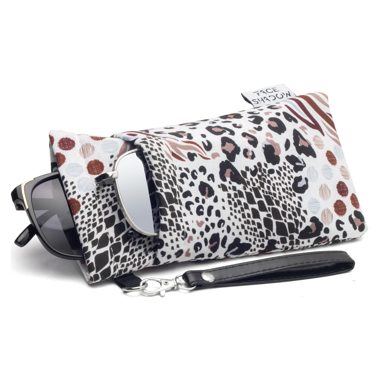 Estuche Doble para Gafas Leopardo Blanco con Paño de Limpieza