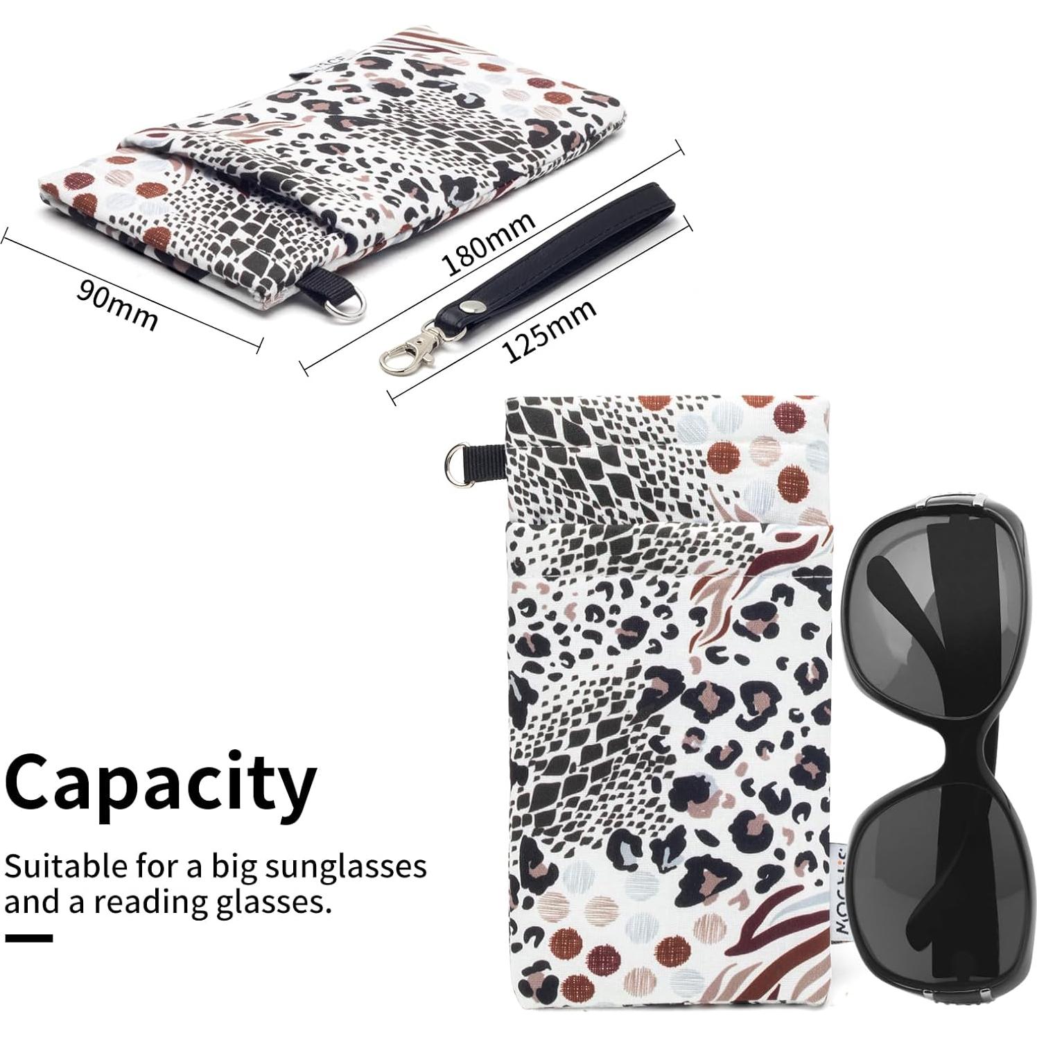 Estuche Doble para Gafas Leopardo Blanco con Paño de Limpieza