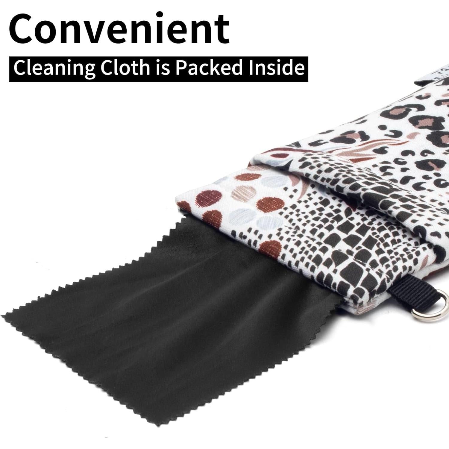 Estuche Doble para Gafas Leopardo Blanco con Paño de Limpieza