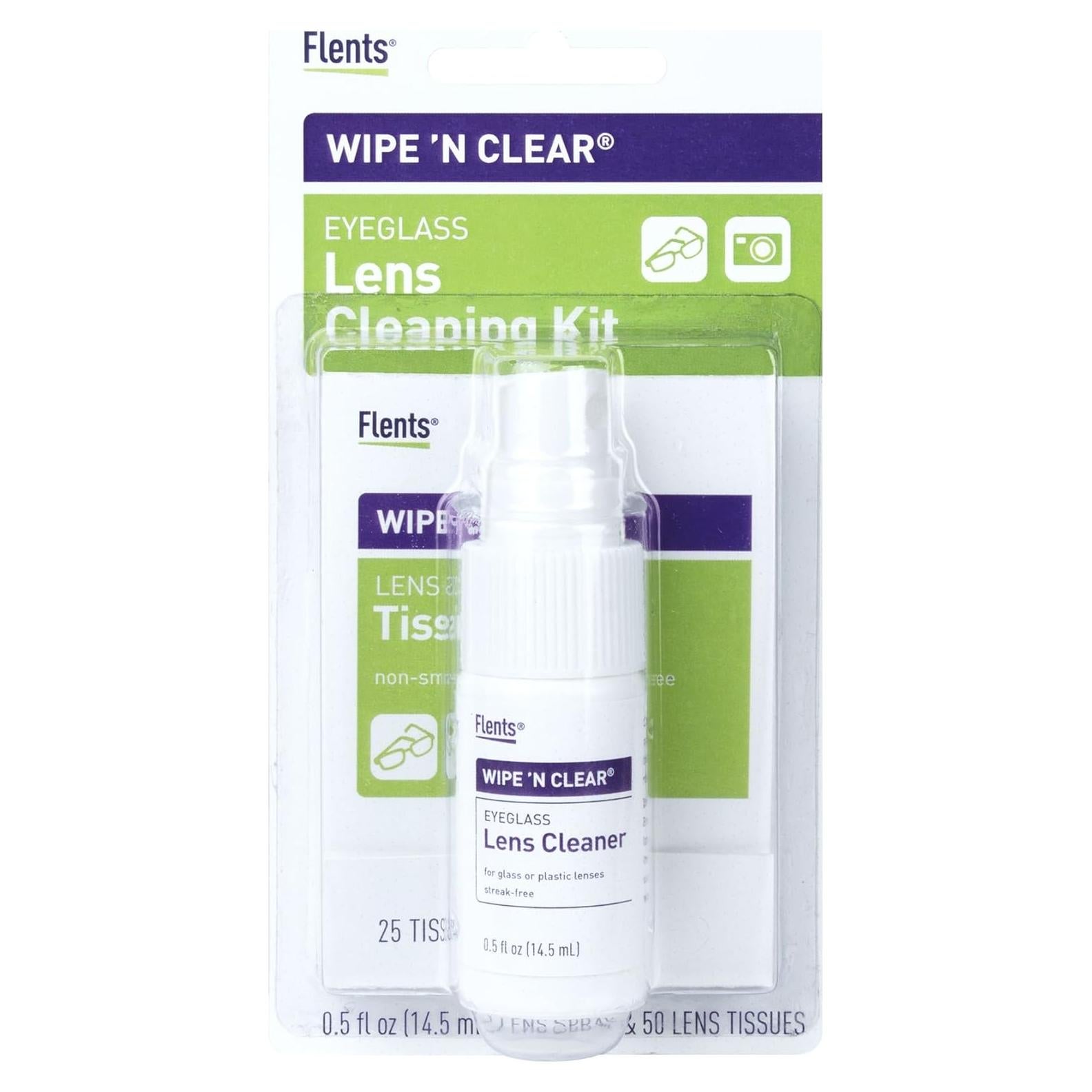 Kit de limpieza de lentes Flents Wipe'N Clear 50 toallitas