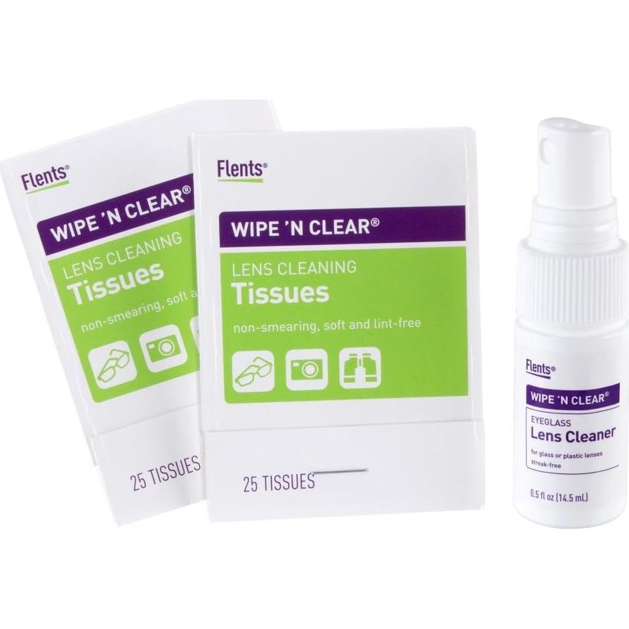 Kit de limpieza de lentes Flents Wipe'N Clear 50 toallitas