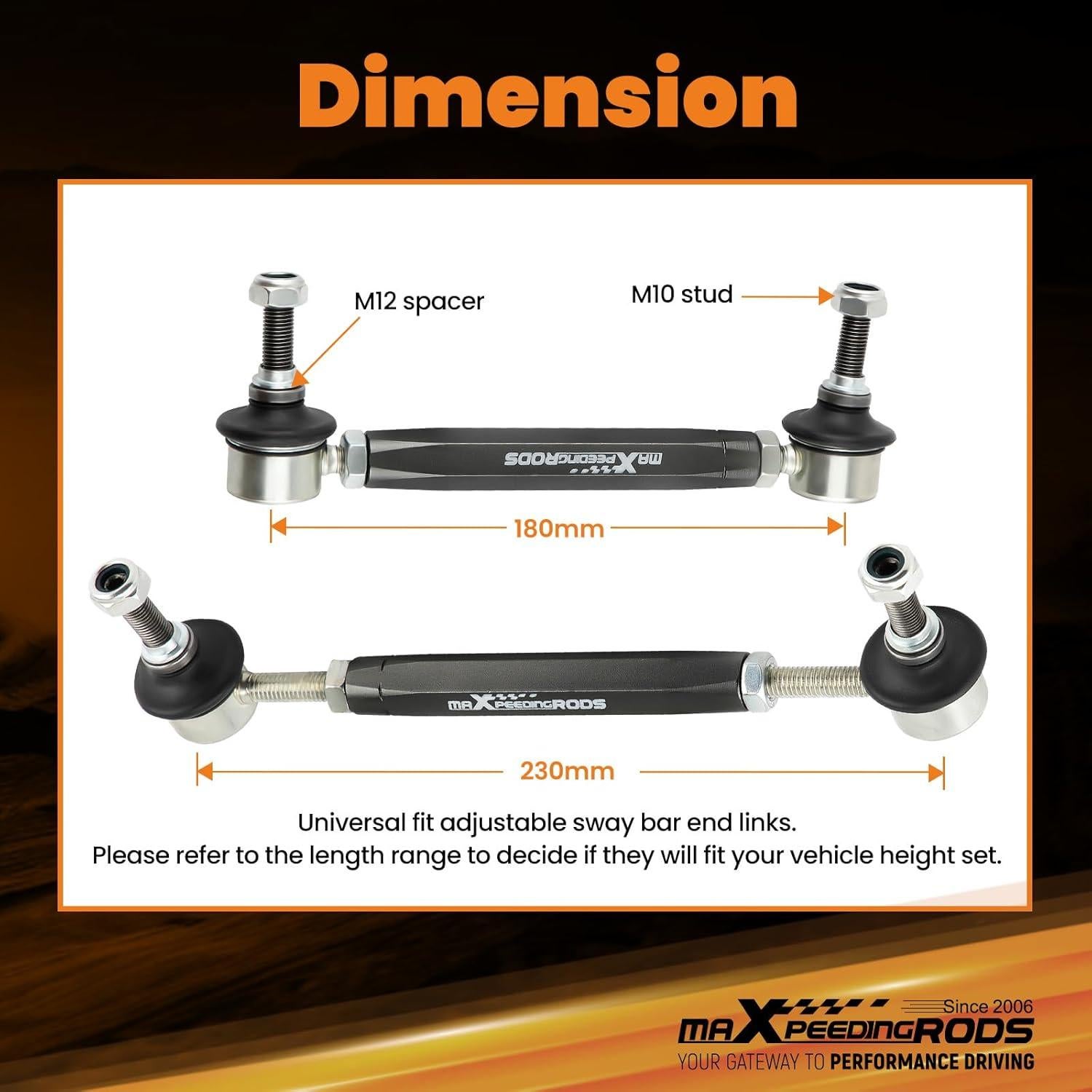 Enlaces de Final de Barra Estabilizadora Ajustables maXpeedingrods 180-230mm