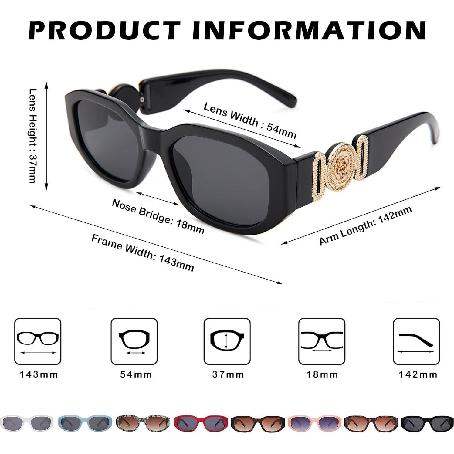 Gafas de Sol Rectangulares HYCREDI UV400 Moda Vintage