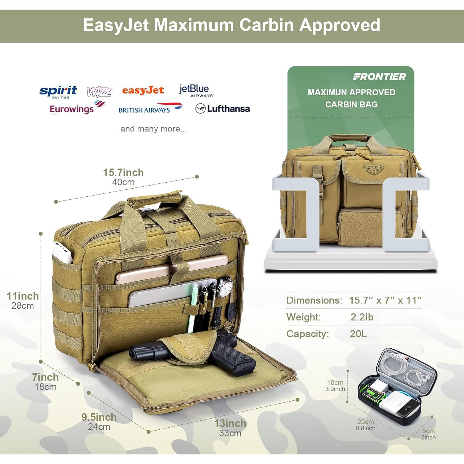 Bolsa Mensajera Táctica Stypos 35,56 cm Caqui para Laptop