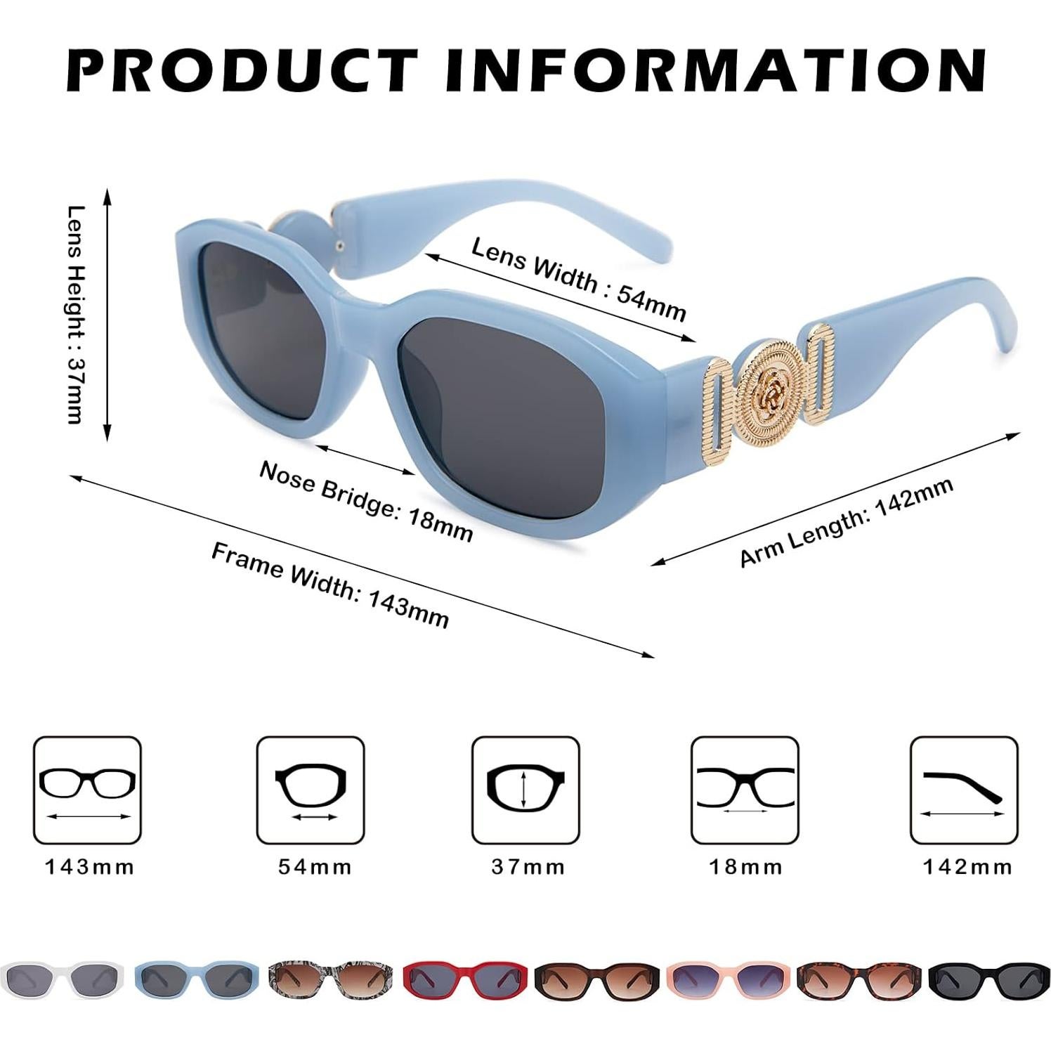 Gafas de sol rectangulares HYCREDI UV400 para hombres y mujeres