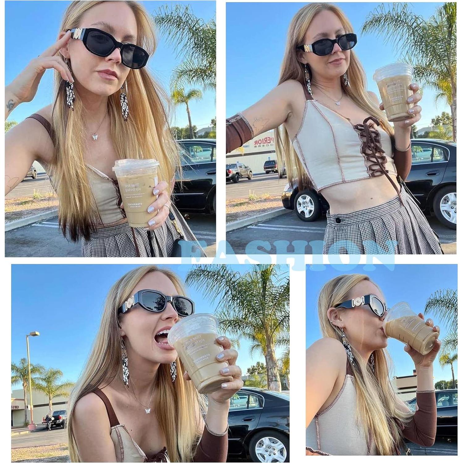 Gafas de sol rectangulares HYCREDI UV400 para hombres y mujeres