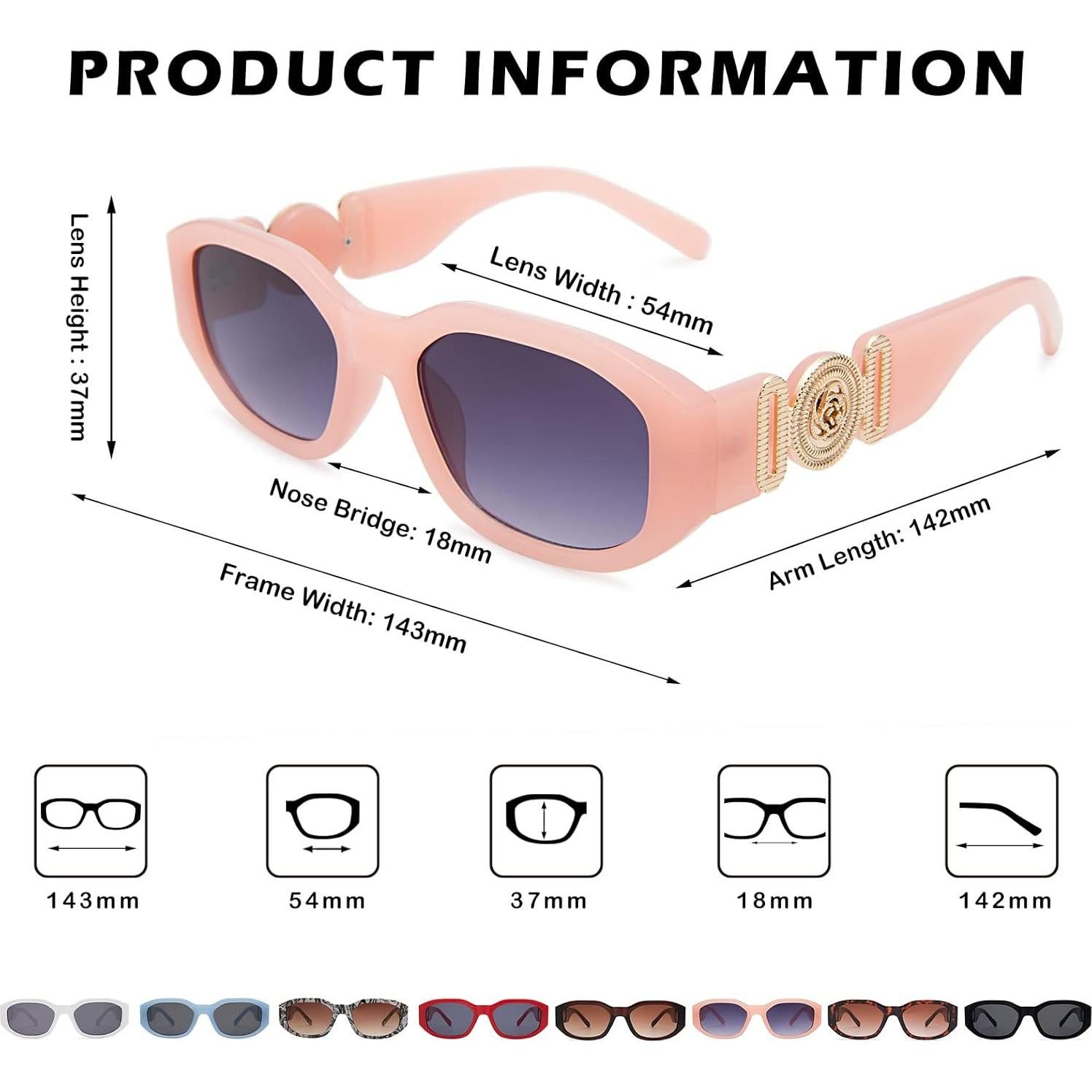 Gafas de sol rectangulares Hycredi UV400 para hombres y mujeres