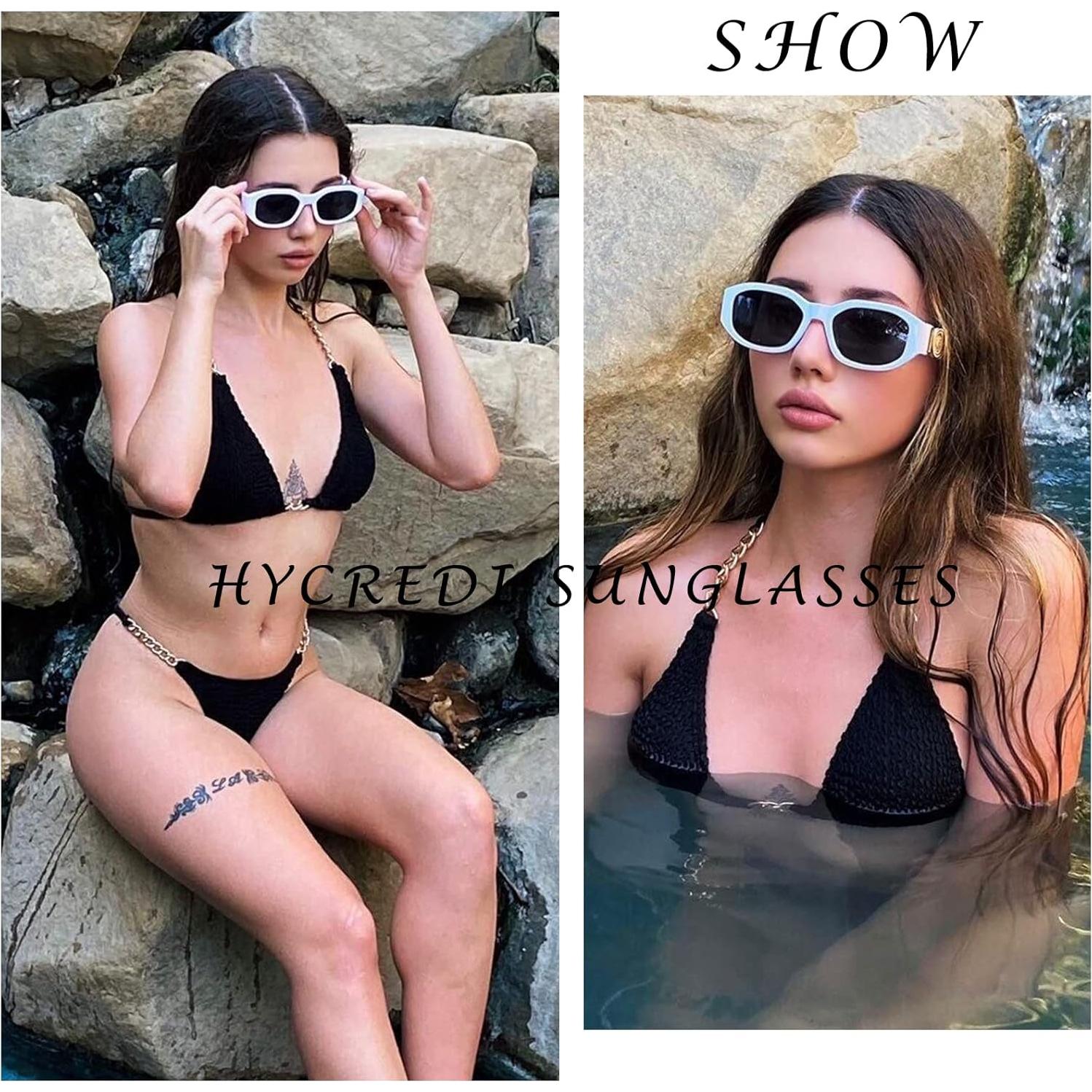 Gafas de sol rectangulares HYCREDI UV400 para hombres y mujeres