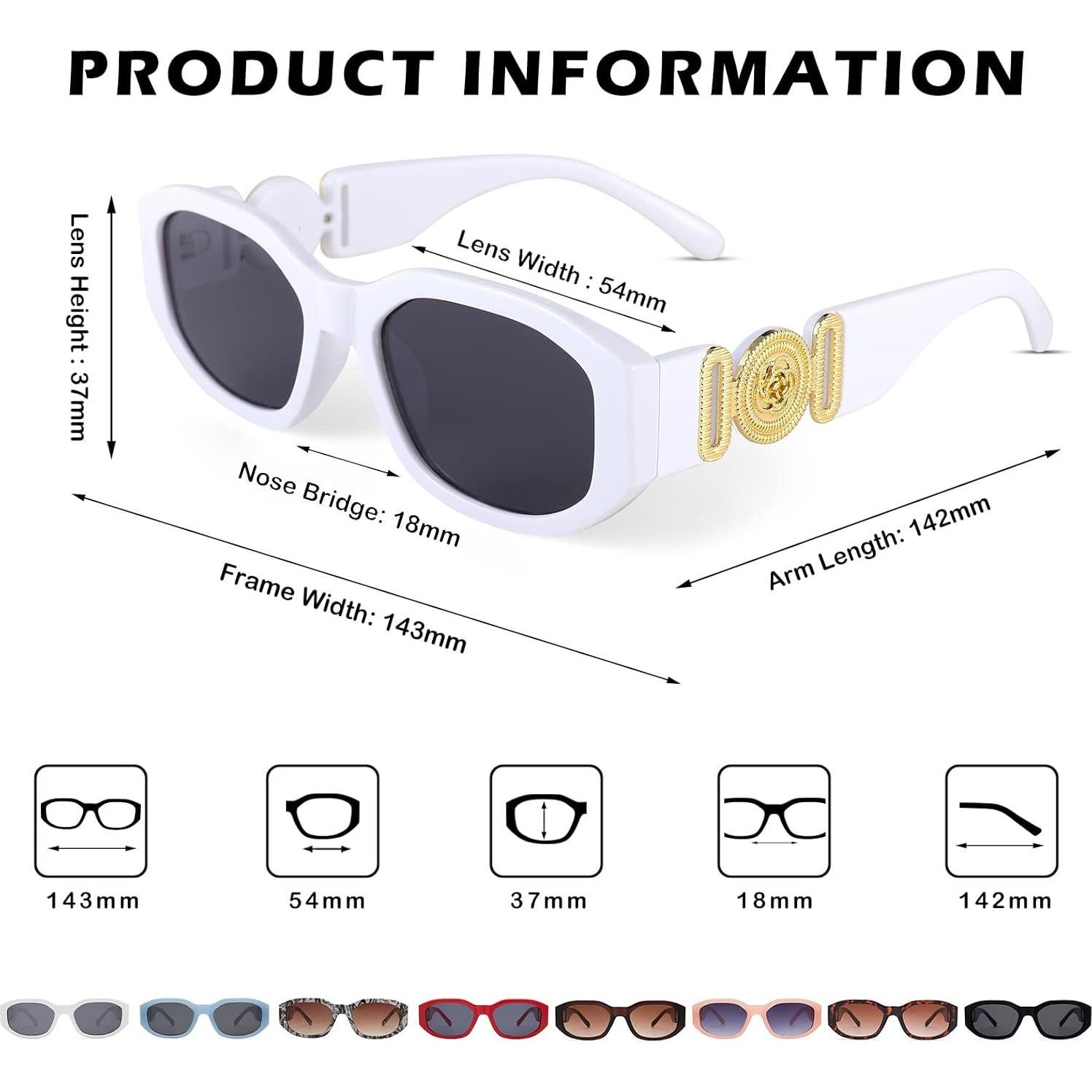 Gafas de sol rectangulares HYCREDI UV400 para hombres y mujeres