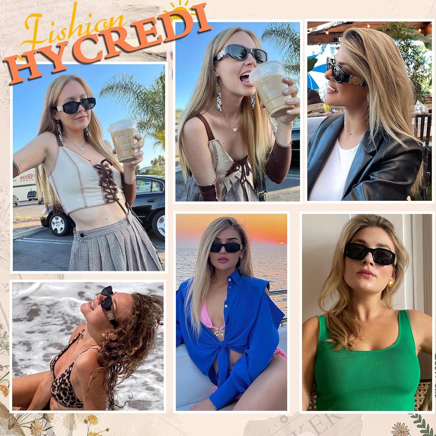 Gafas de sol rectangulares HYCREDI UV400 para hombres y mujeres