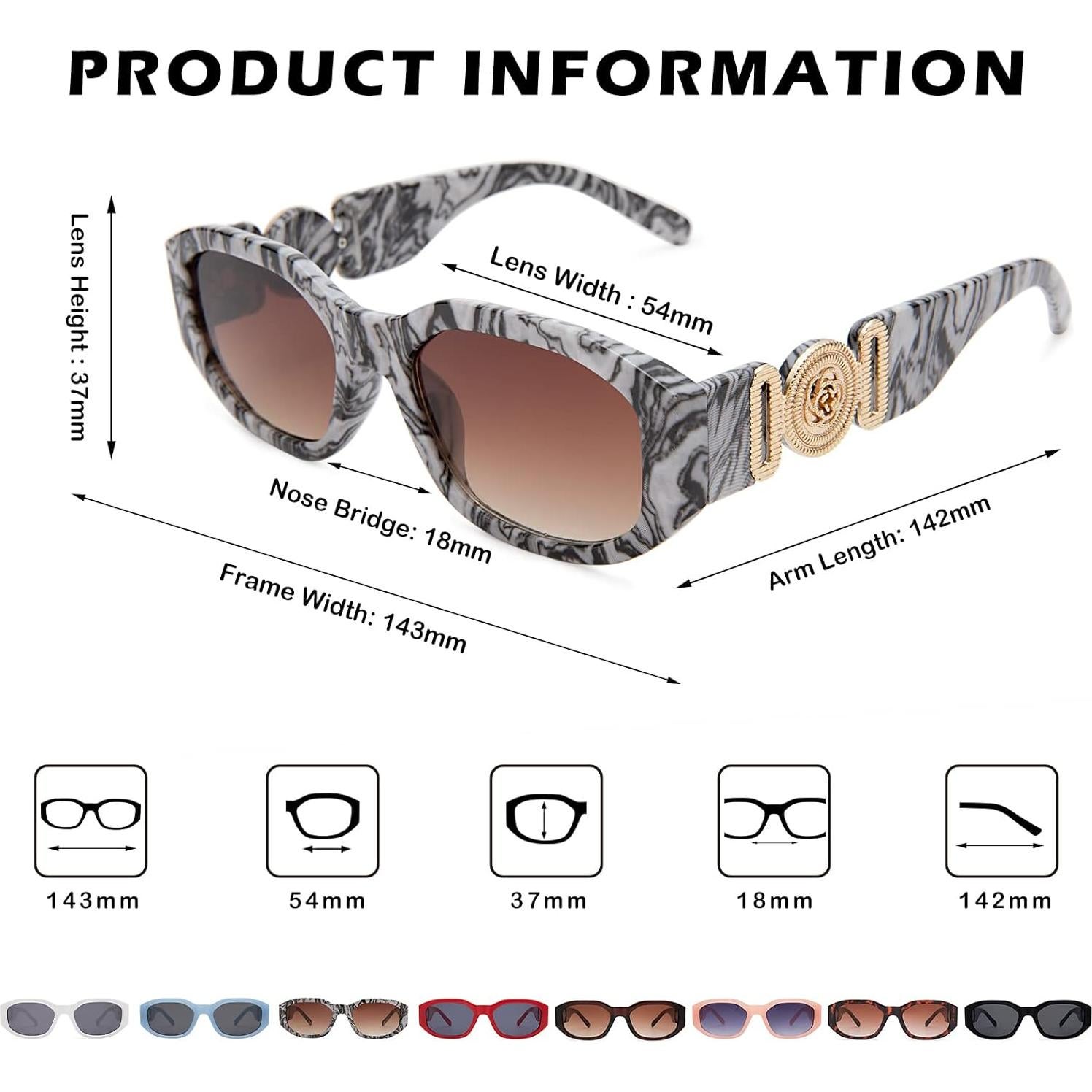 Gafas de Sol Rectangulares HYCREDI UV400 Moda Vintage