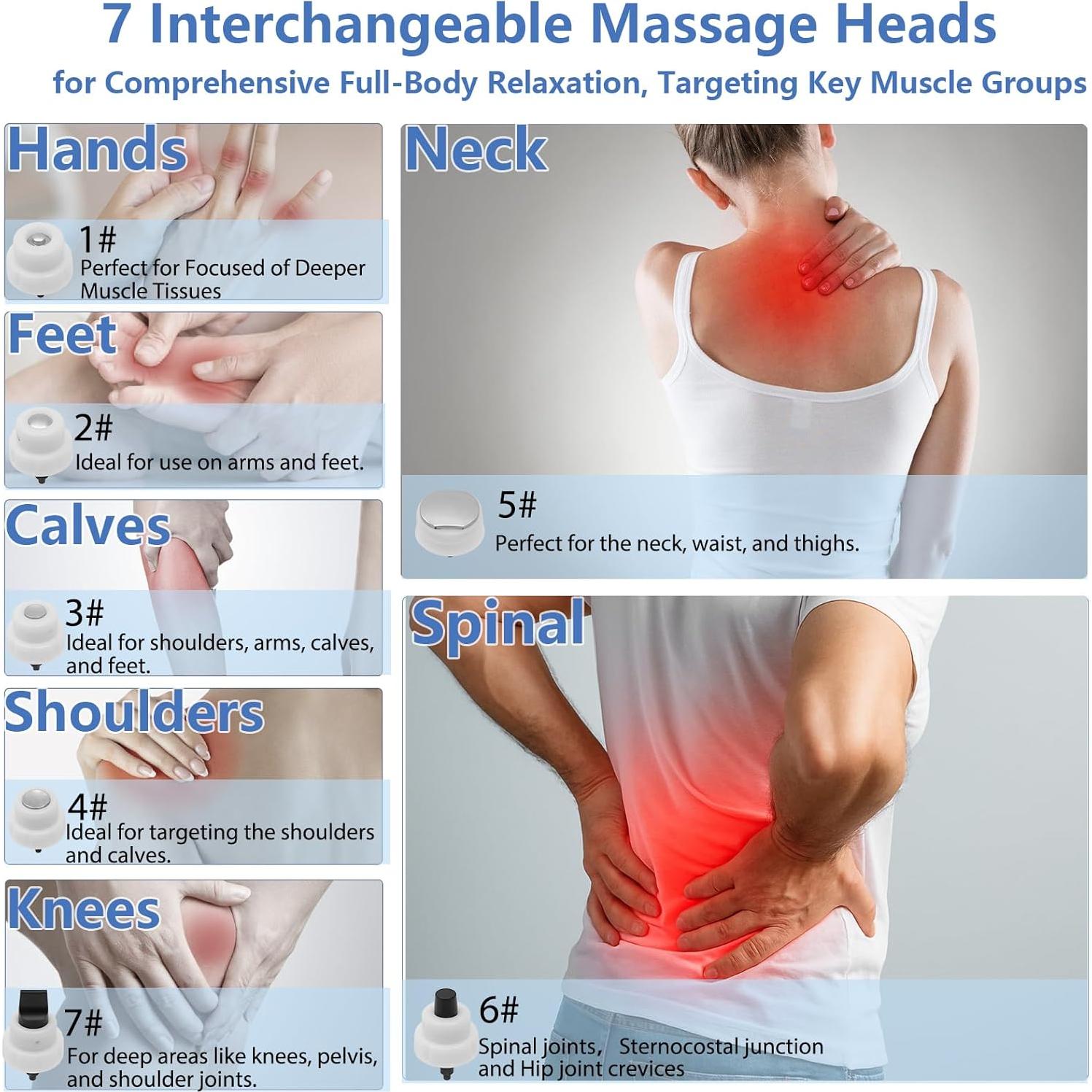 Máquina de Terapia de Ondas de Choque GWODE - Masajeador No Invasivo para Alivio Muscular con 7 Cabezas