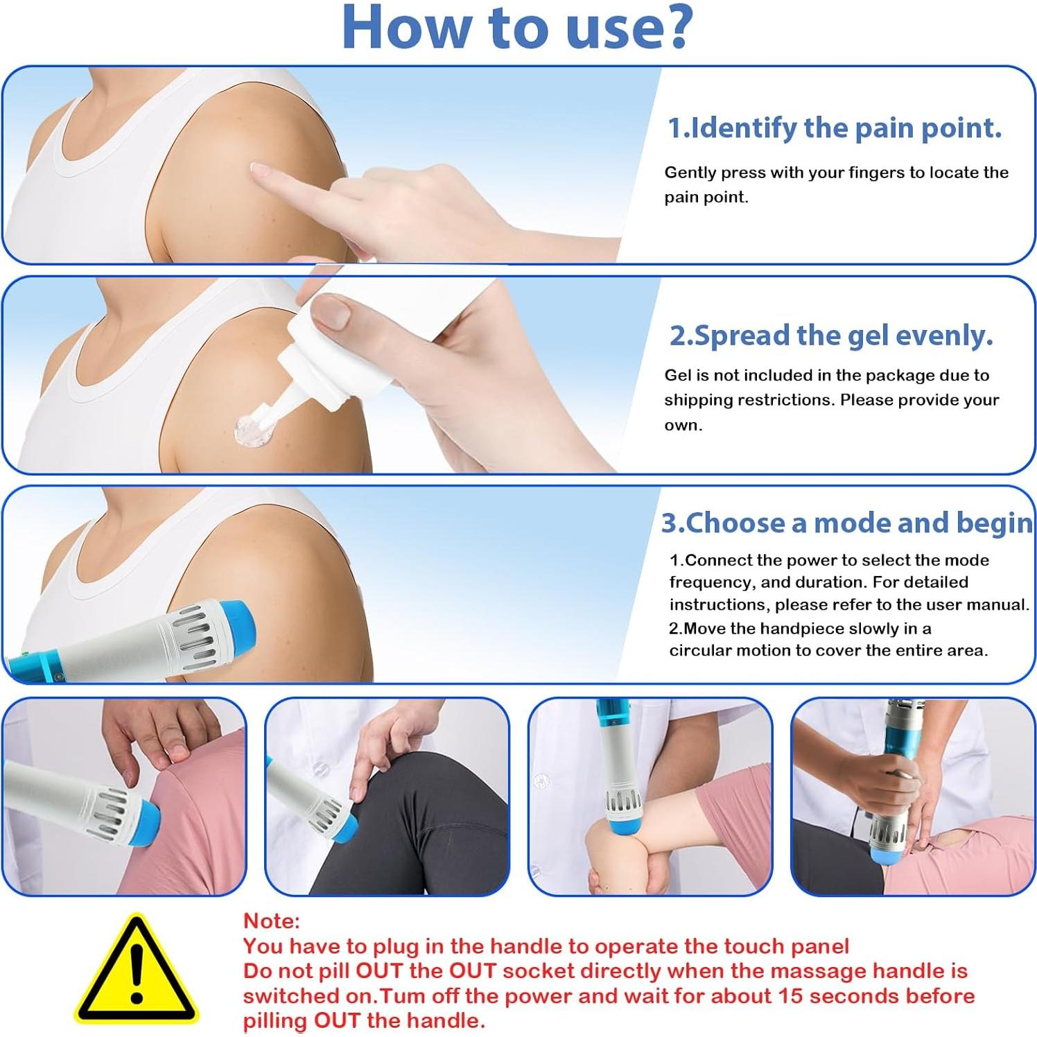 Máquina de Terapia de Ondas de Choque GWODE - Masajeador No Invasivo para Alivio Muscular con 7 Cabezas