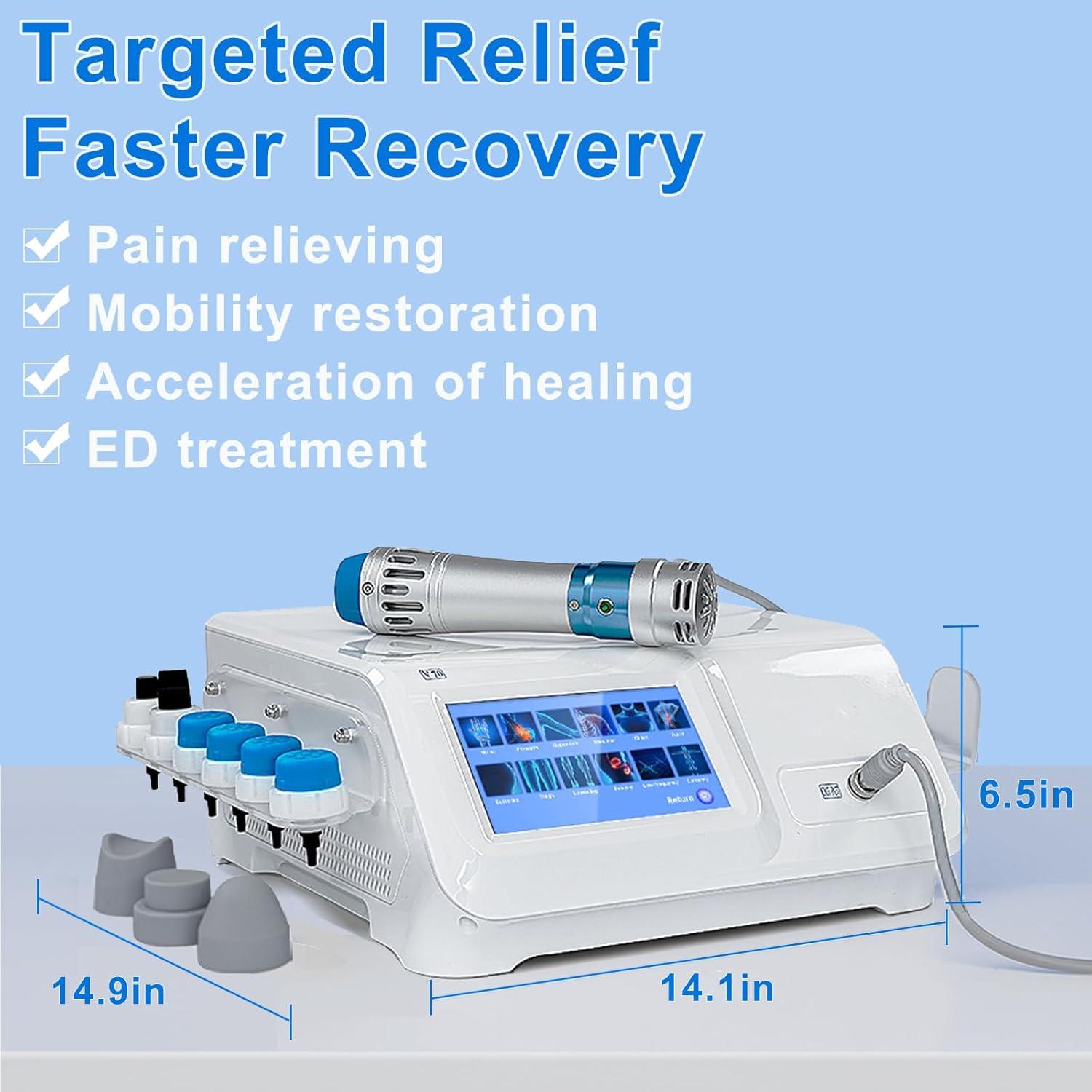 Máquina de Terapia de Ondas de Choque GWODE - Masajeador No Invasivo para Alivio Muscular con 7 Cabezas
