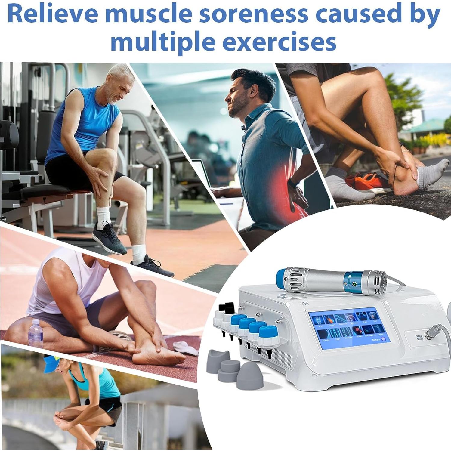 Máquina de Terapia de Ondas de Choque GWODE - Masajeador No Invasivo para Alivio Muscular con 7 Cabezas