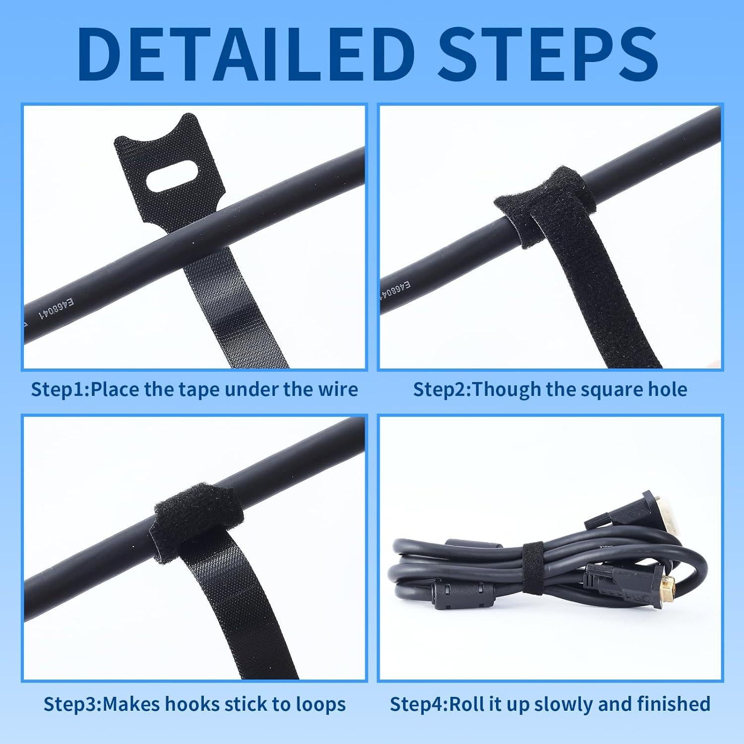 70 Bridas Reutilizables GDSZ LAERSI 15 cm Organizador de Cables