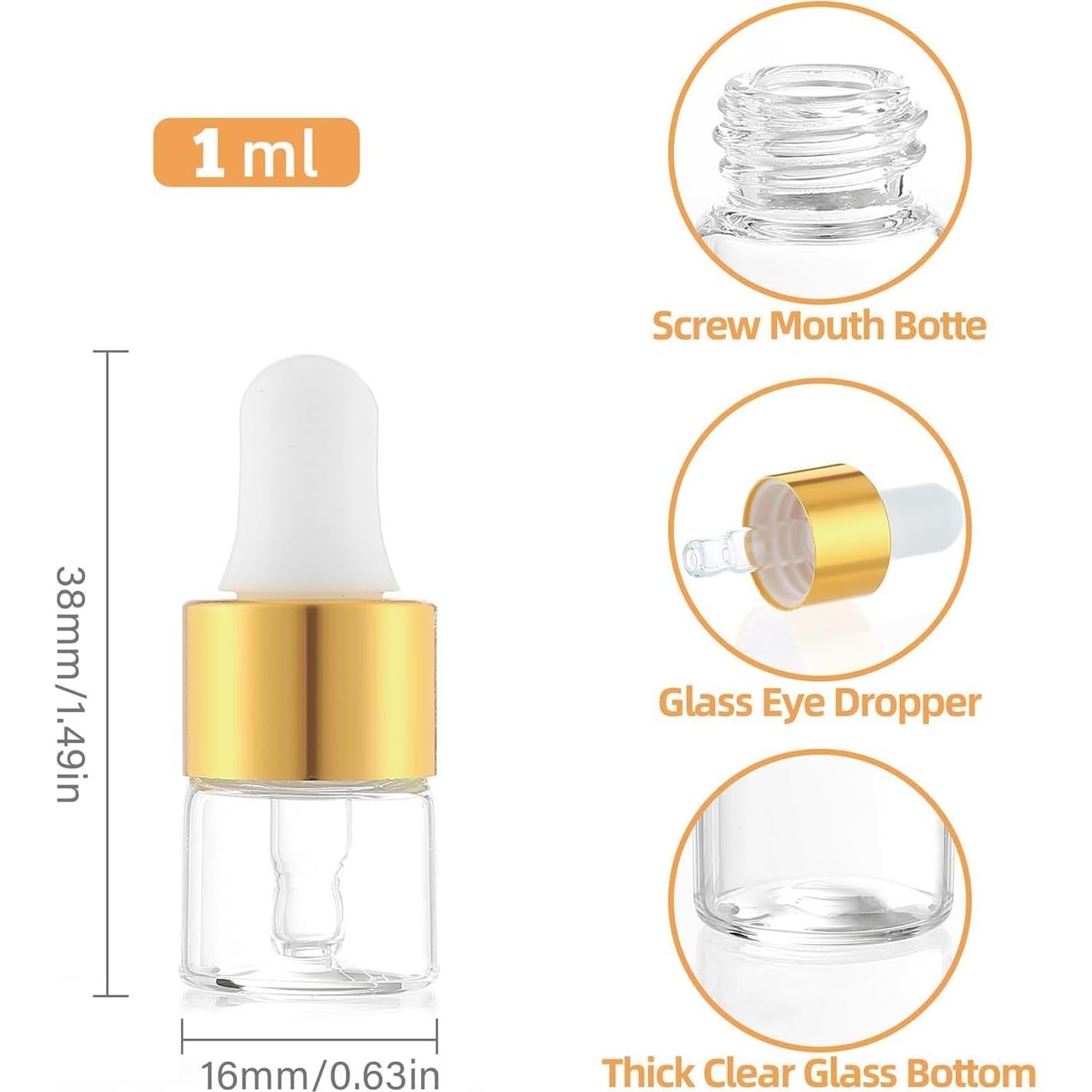 Botellas de Goteo Mini 1ml Parfumlism - 100pcs Vidrio A Prueba de Fugas