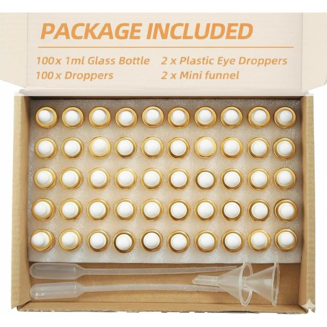 Botellas de Goteo Mini 1ml Parfumlism - 100pcs Vidrio A Prueba de Fugas