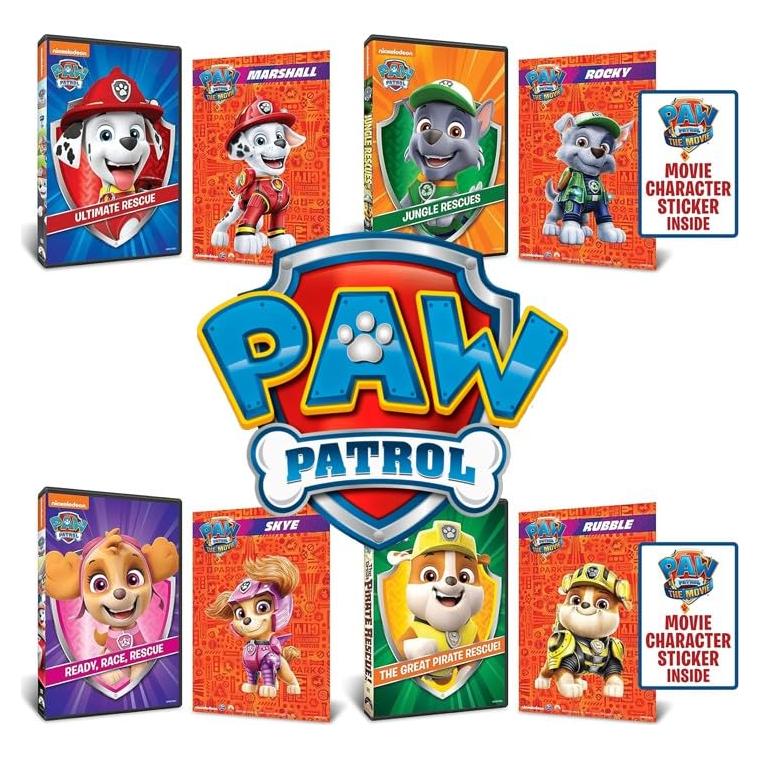 Paw Patrol Set de DVD 4 Volúmenes con Pegatinas