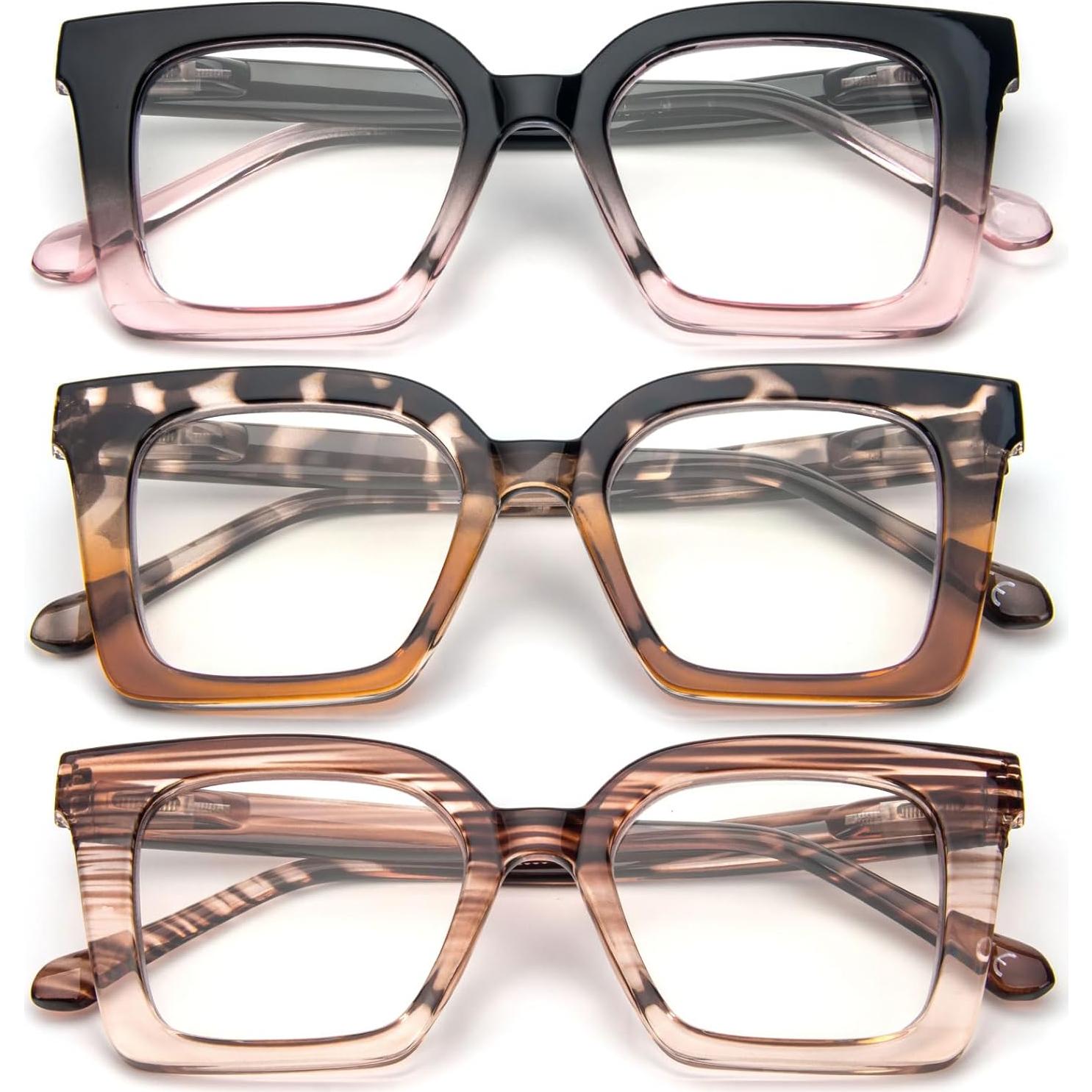 KoKoBin Gafas de Lectura Cuadradas 3 Paquetes Anti Luz Azul