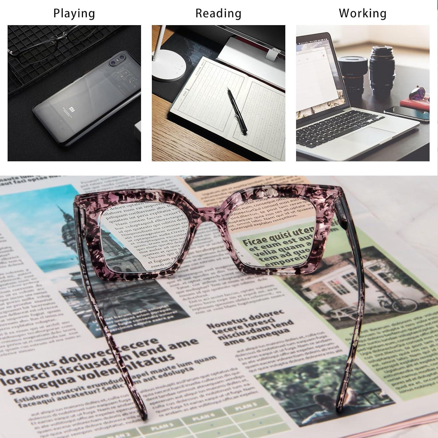 Gafas de Lectura KoKoBin 3 Piezas Estilo Cuadrado Anti Luz Azul