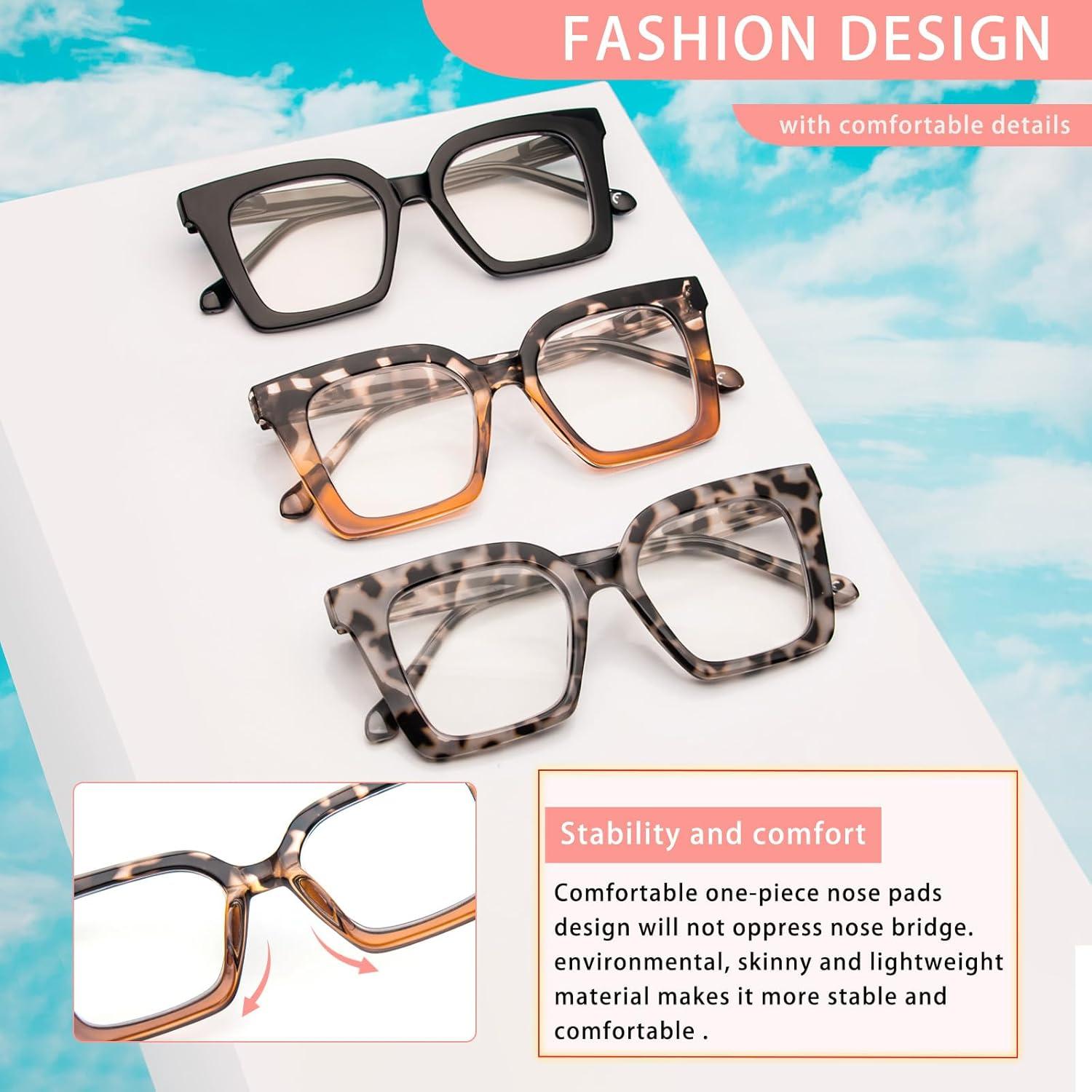 Gafas de Lectura KoKoBin 3 Paquetes Estilo Cuadrado