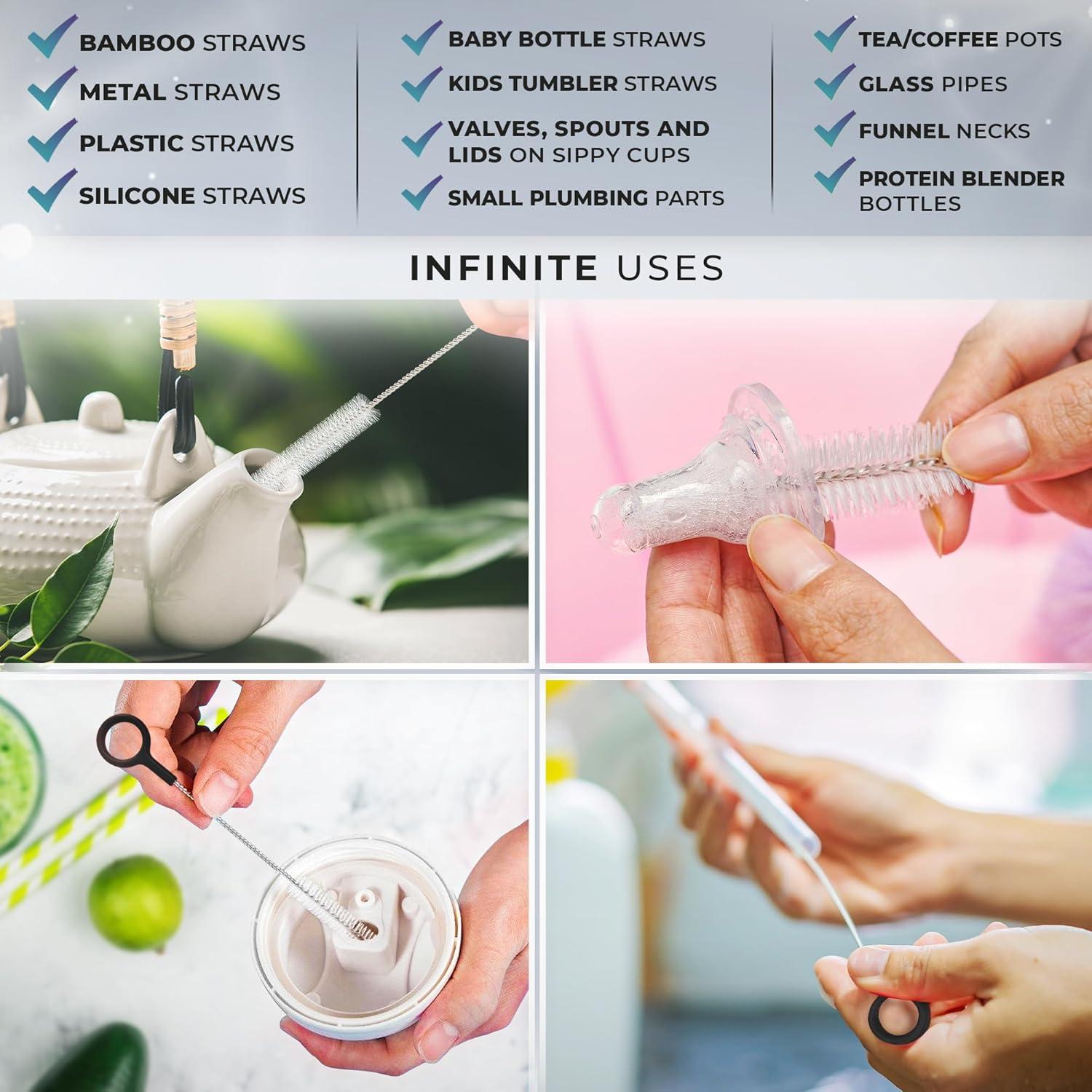 Juego de 4 Cepillos de Limpieza Buenalife para Popotes Reutilizables