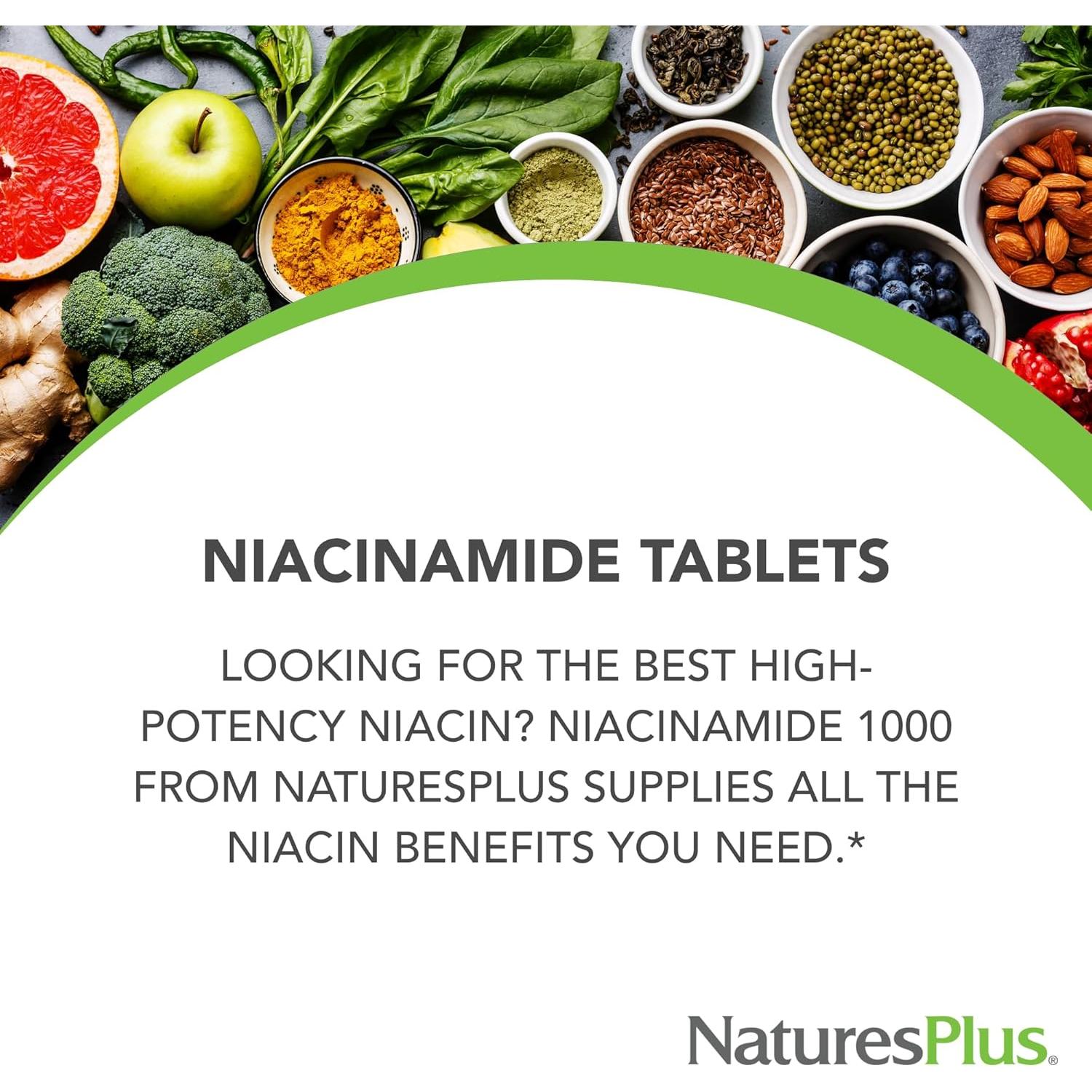 Suplemento de Niacinamida NaturesPlus 1000 mg 90 Tabletas