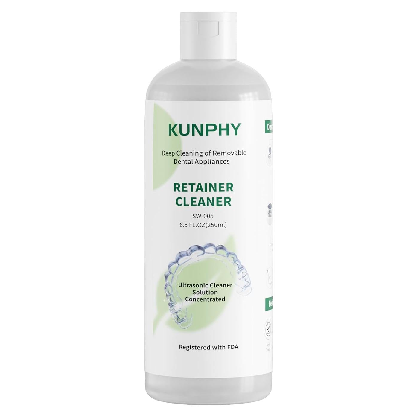 KUNPHY Limpiador Ultrasonico 8 oz - Solución Profesional para Retenedores