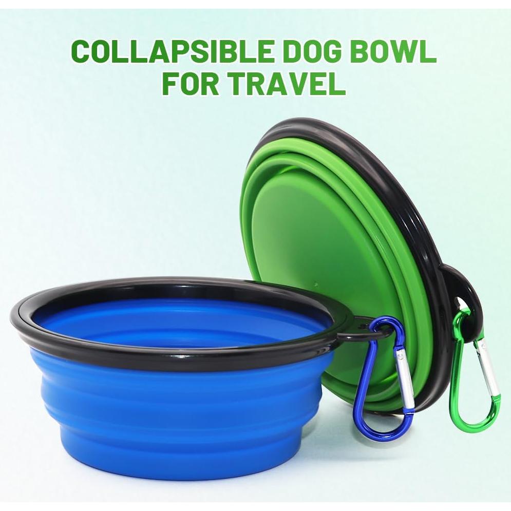 Cuencos Plegables para Perros SLSON 2 Paquete Azul y Verde