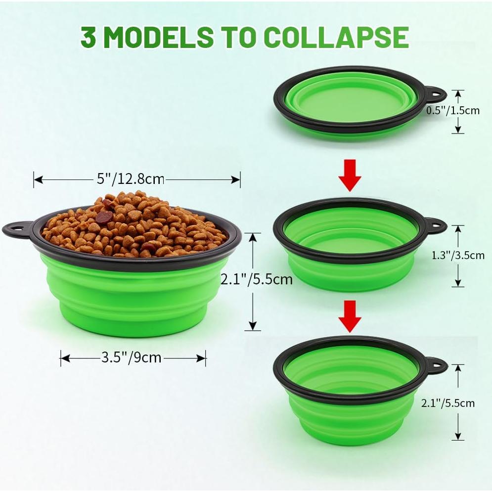 Cuencos Plegables para Perros SLSON 2 Paquete Azul y Verde