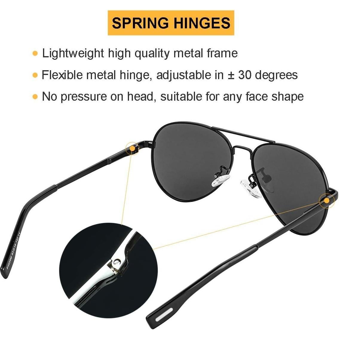 Gafas de Sol Aviador Gleyemor 52mm Polarizadas Unisex