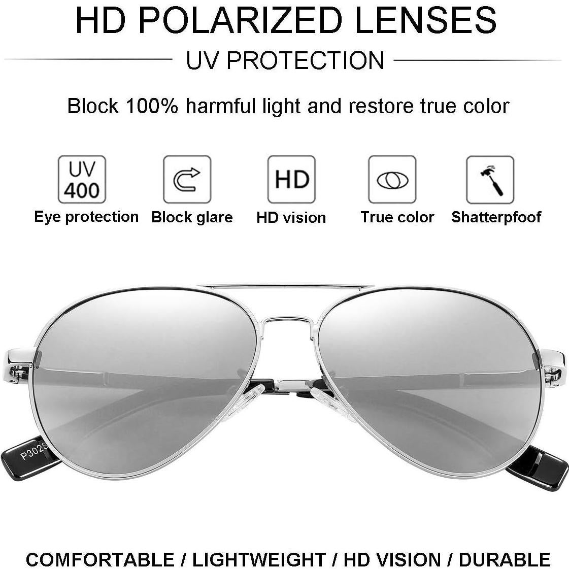 Gafas de Sol Aviador Gleyemor 52mm Polarizadas Unisex