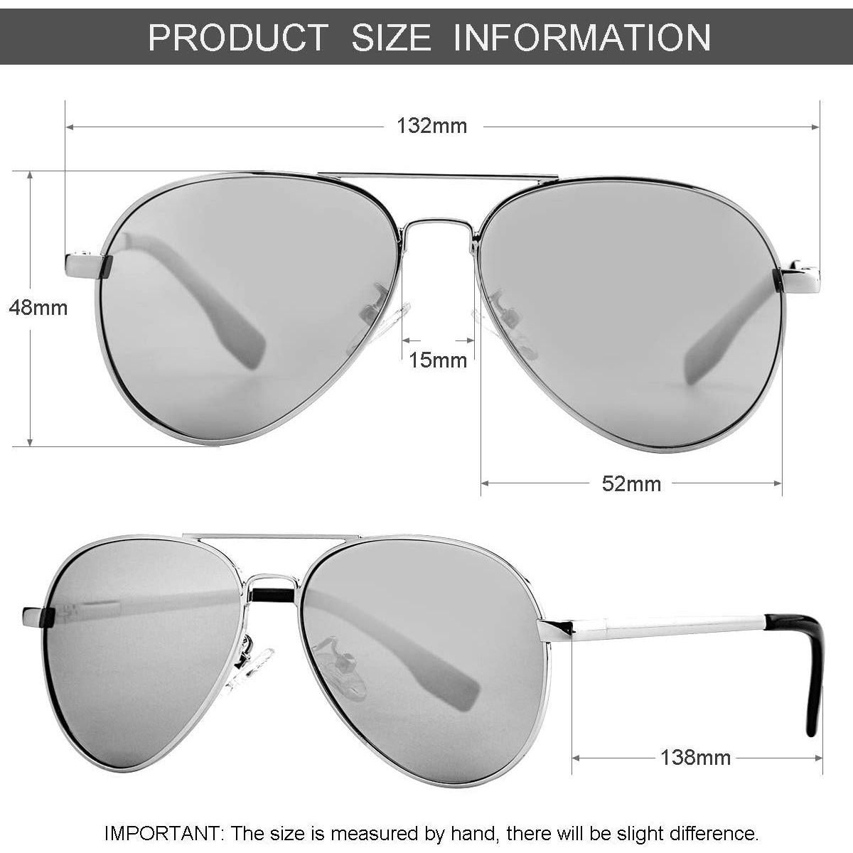 Gafas de Sol Aviador Gleyemor 52mm Polarizadas Unisex