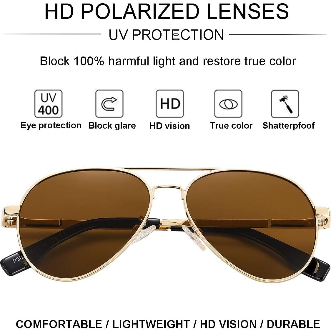 Gafas de Sol Aviador Gleyemor 52mm Polarizadas Unisex