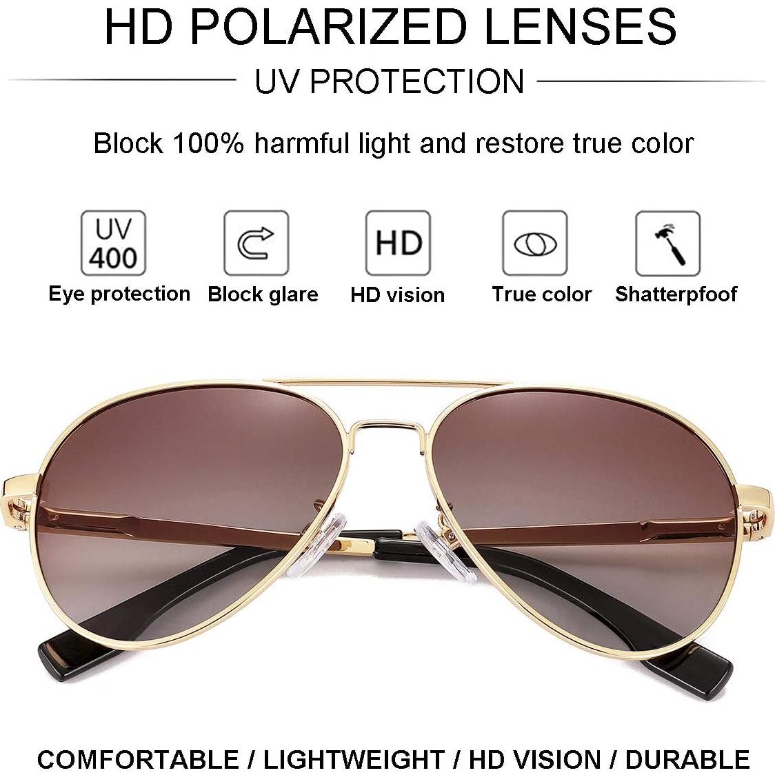 Gafas de Sol Aviador Gleyemor 52MM Polarizadas Unisex